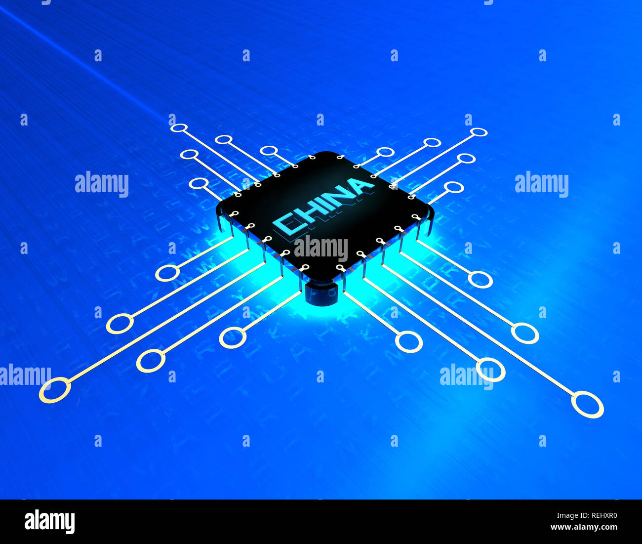 Della Cina di chip elettronico tecnologia, la trasmissione di dati di rete e di storage, grande tecnologia dati, apparecchiature elettroniche tecnologia CPU Foto Stock