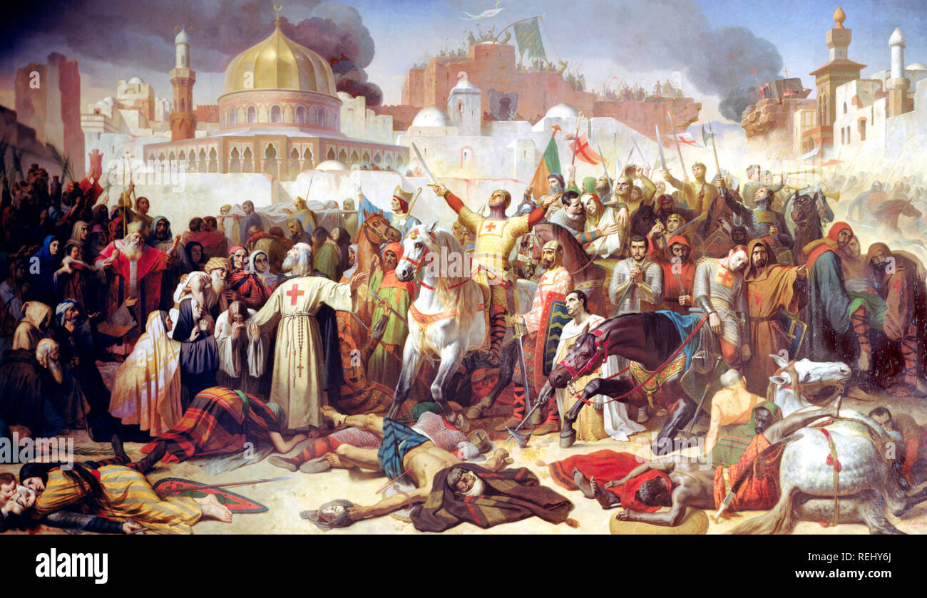Conquista di Jeusalem (1099) - Emile Signol, circa 1847 Foto Stock
