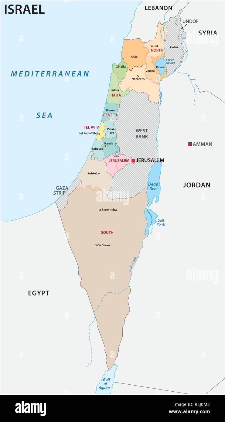 Israele politica e amministrativa di mappa vettoriale Illustrazione Vettoriale