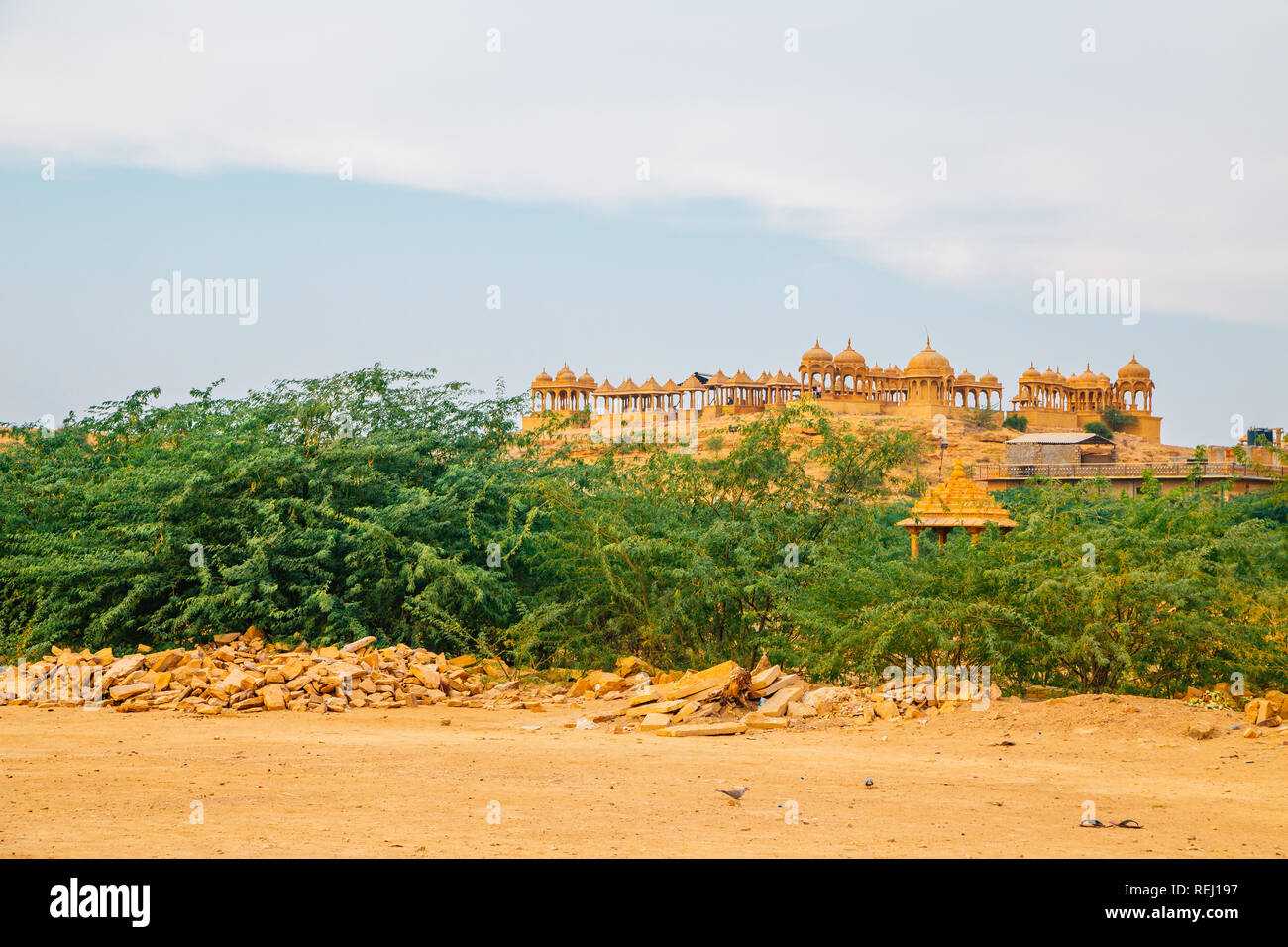 Vyas Chhatri architettura storica in Jaisalmer, India Foto Stock