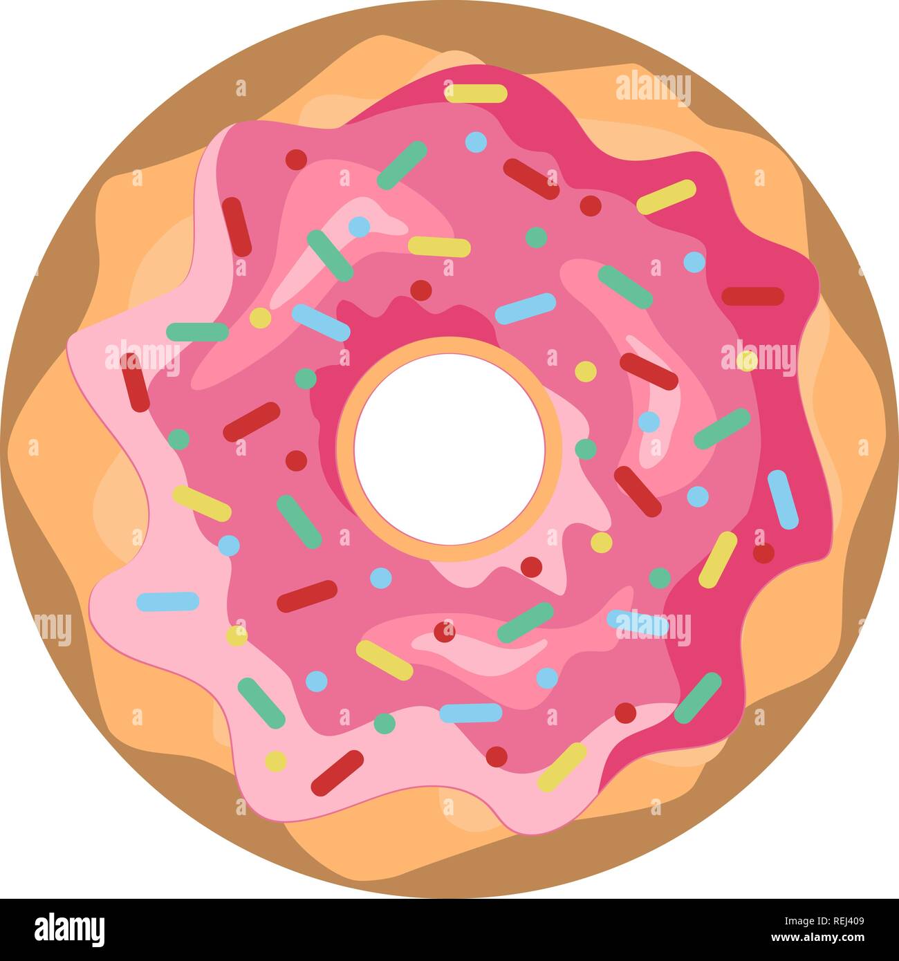 Dolce ciambella. Ciambella con smalto rosa isolato su sfondo bianco. Illustrazione vettoriale EPS10. Illustrazione Vettoriale