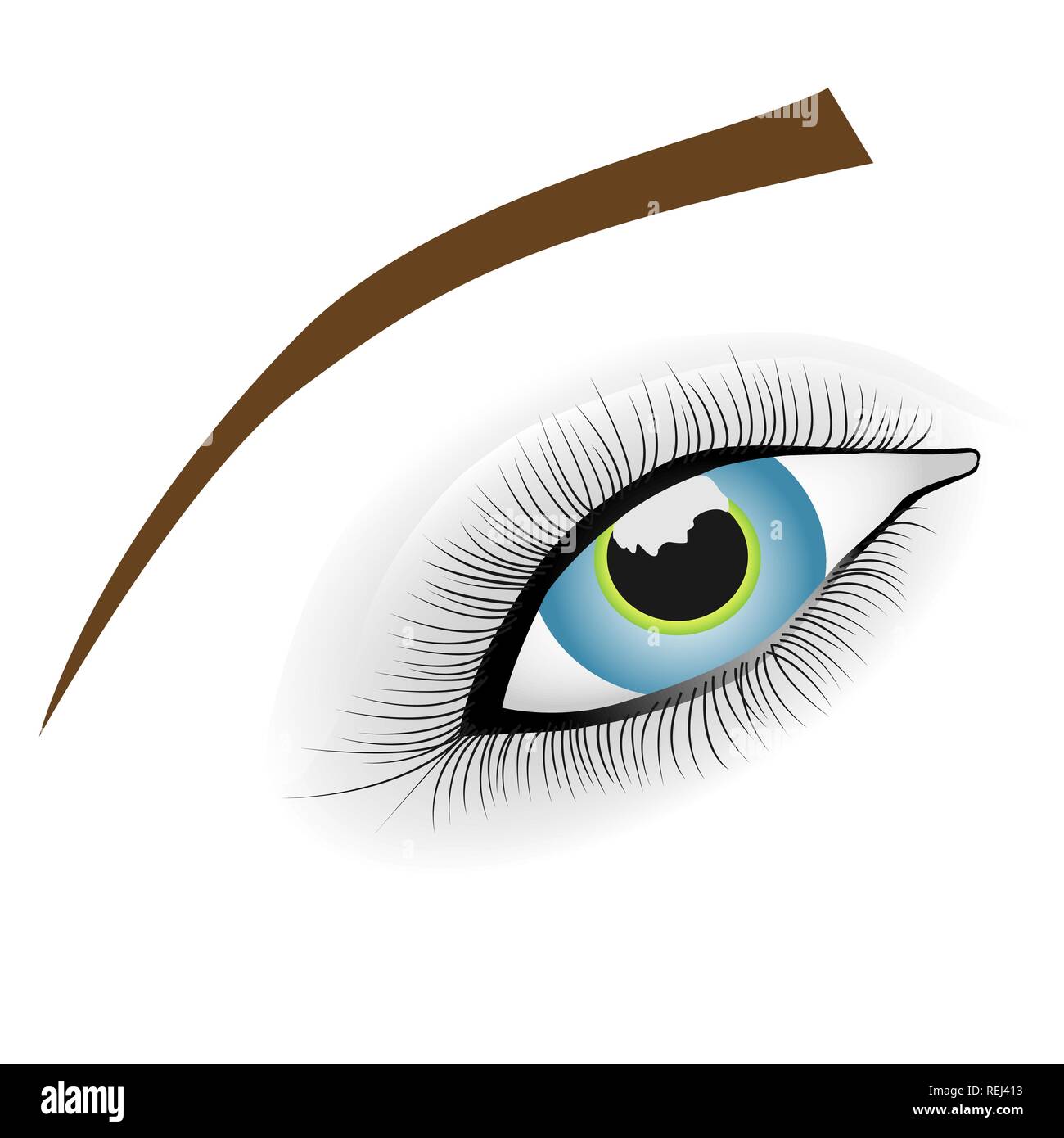 Bellissima femmina blue eye. Il logo dell'occhio. Isolato su sfondo bianco. Illustrazione vettoriale EPS10. Illustrazione Vettoriale