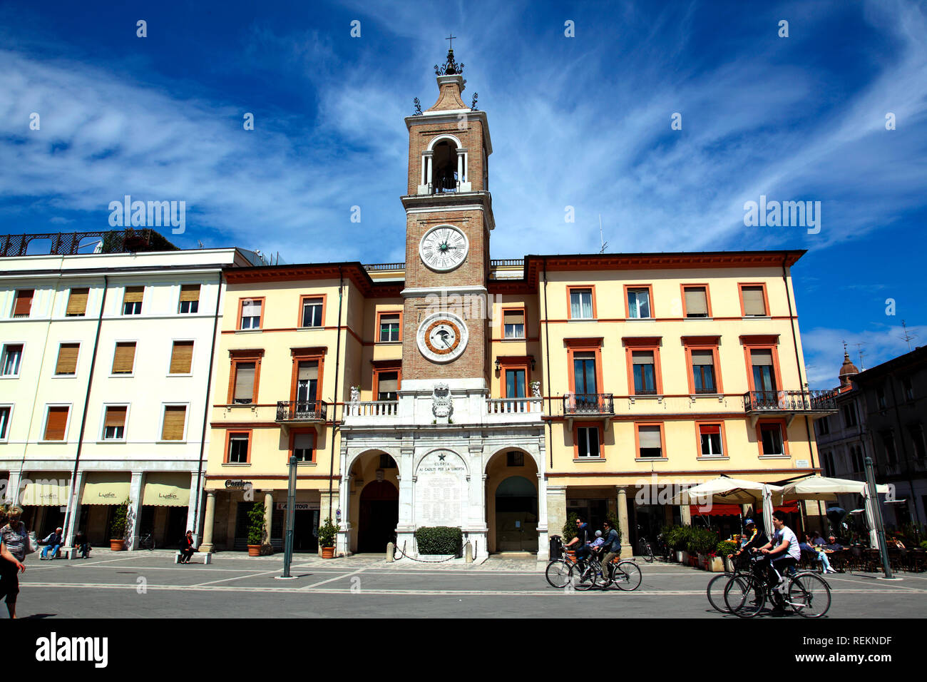 Piazza Tre Martiri a Rimini. Foto Stock