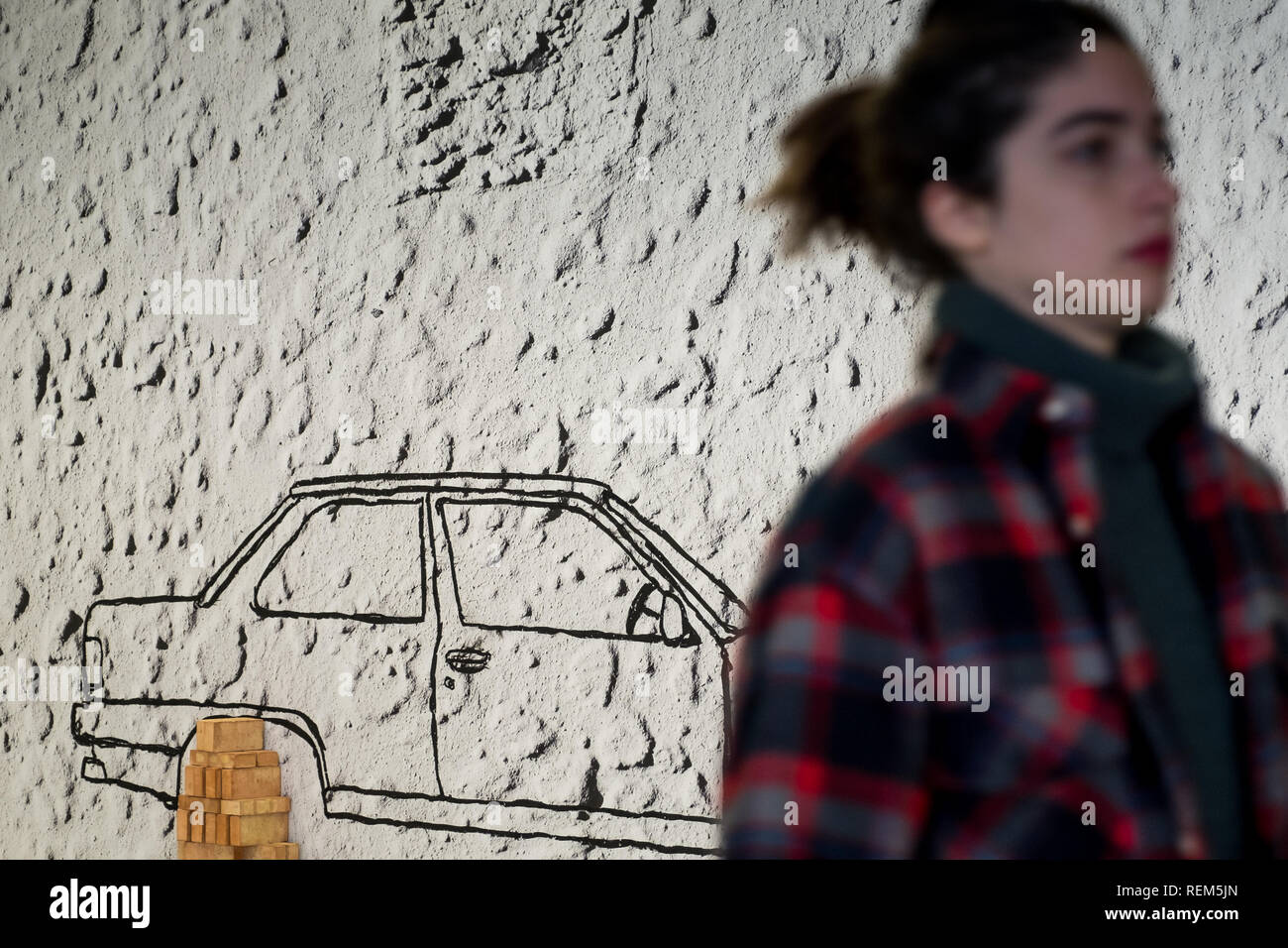 Roma, Italia - Gennaio 06, 2019: Museo Nazionale del XXI secolo arti, progettato da Zaha Hadid e gestito dalla Fondazione MAXXI del Ministero fo Foto Stock