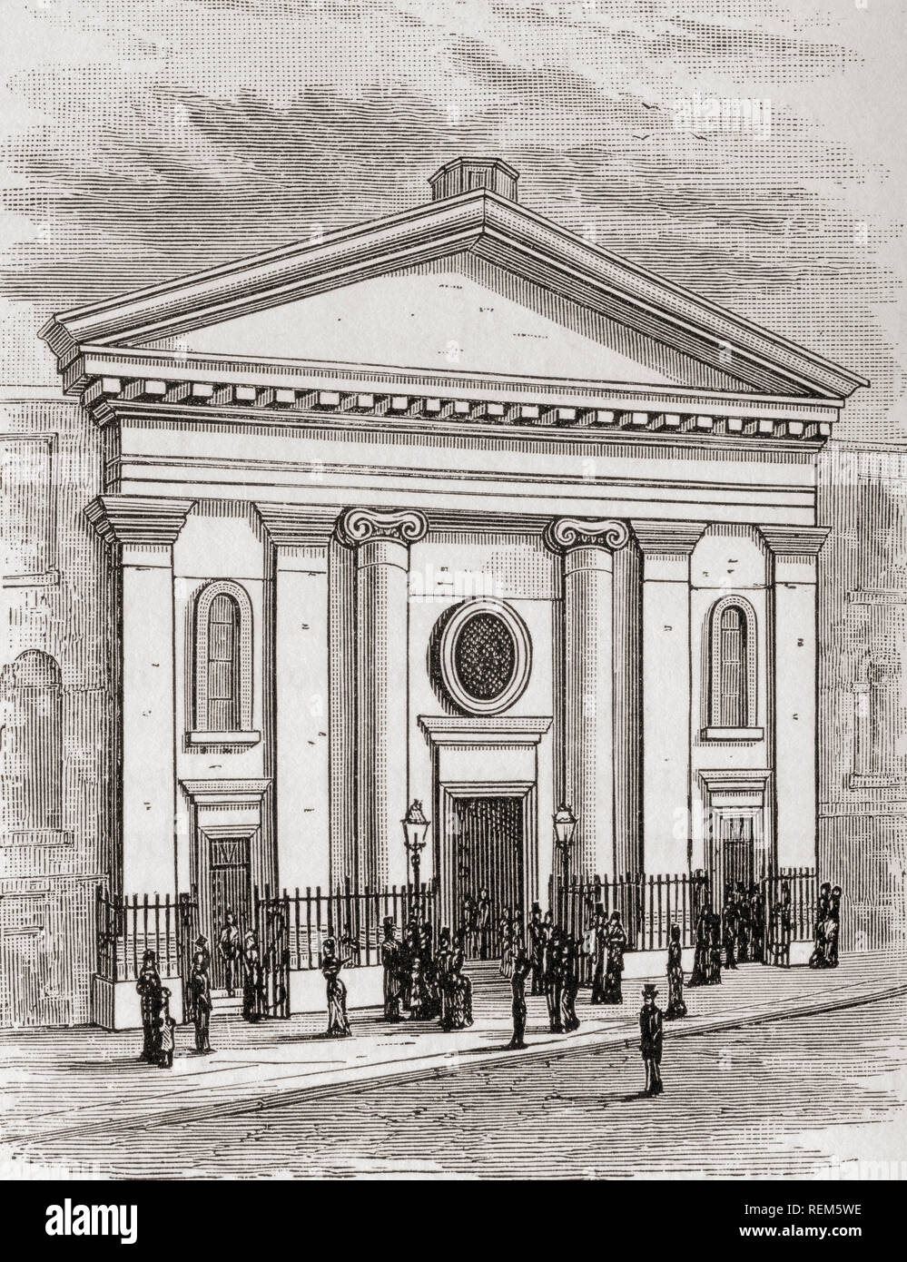 Il nuovo Re di pesare la cappella della casa a Londra, Inghilterra, costruito nel 1833-4 e distrutta nel 1882 quando il sito è stato obbligatoriamente acquistata dalla Ferrovia Metropolitana. Da Londra Foto, pubblicato 1890 Foto Stock