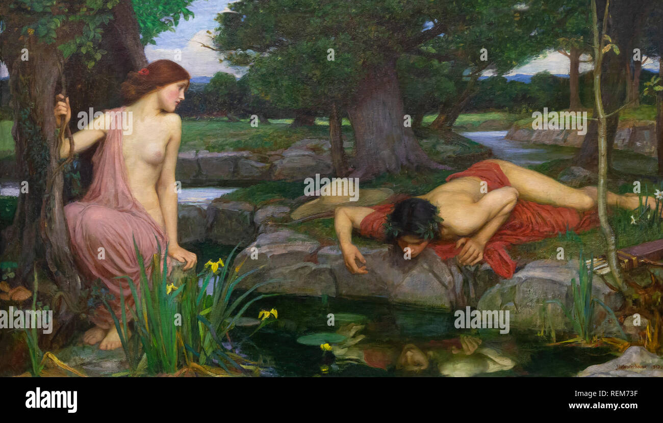 Echo e narciso, John William Waterhouse, 1903, Foto Stock