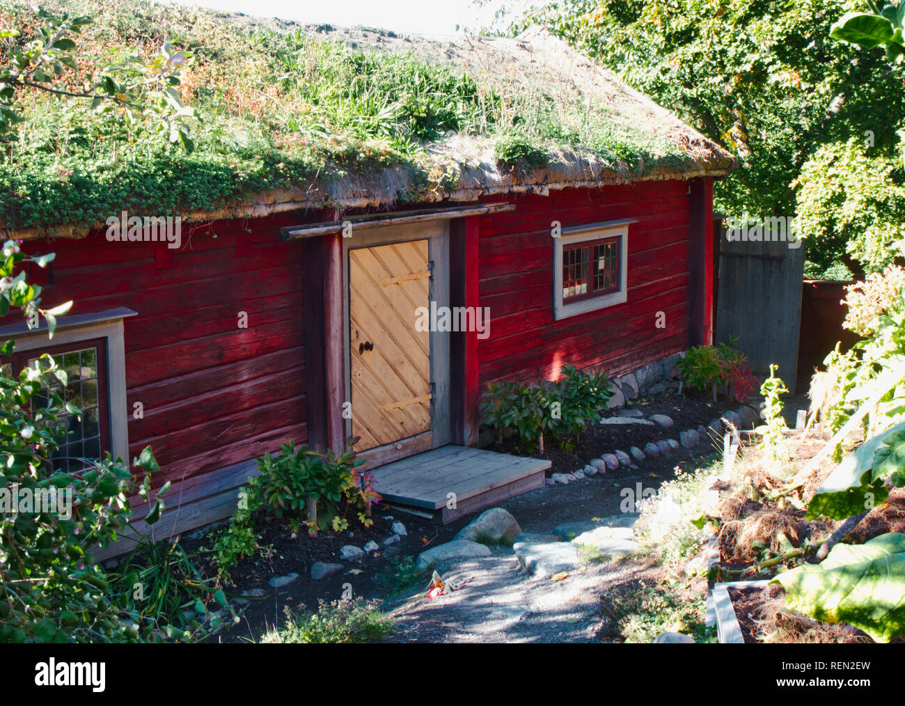 Calzolaio's House (Skomakarhuset), Skansen open-air museo vivente, Djurgarden, Stoccolma, Svezia e Scandinavia Foto Stock