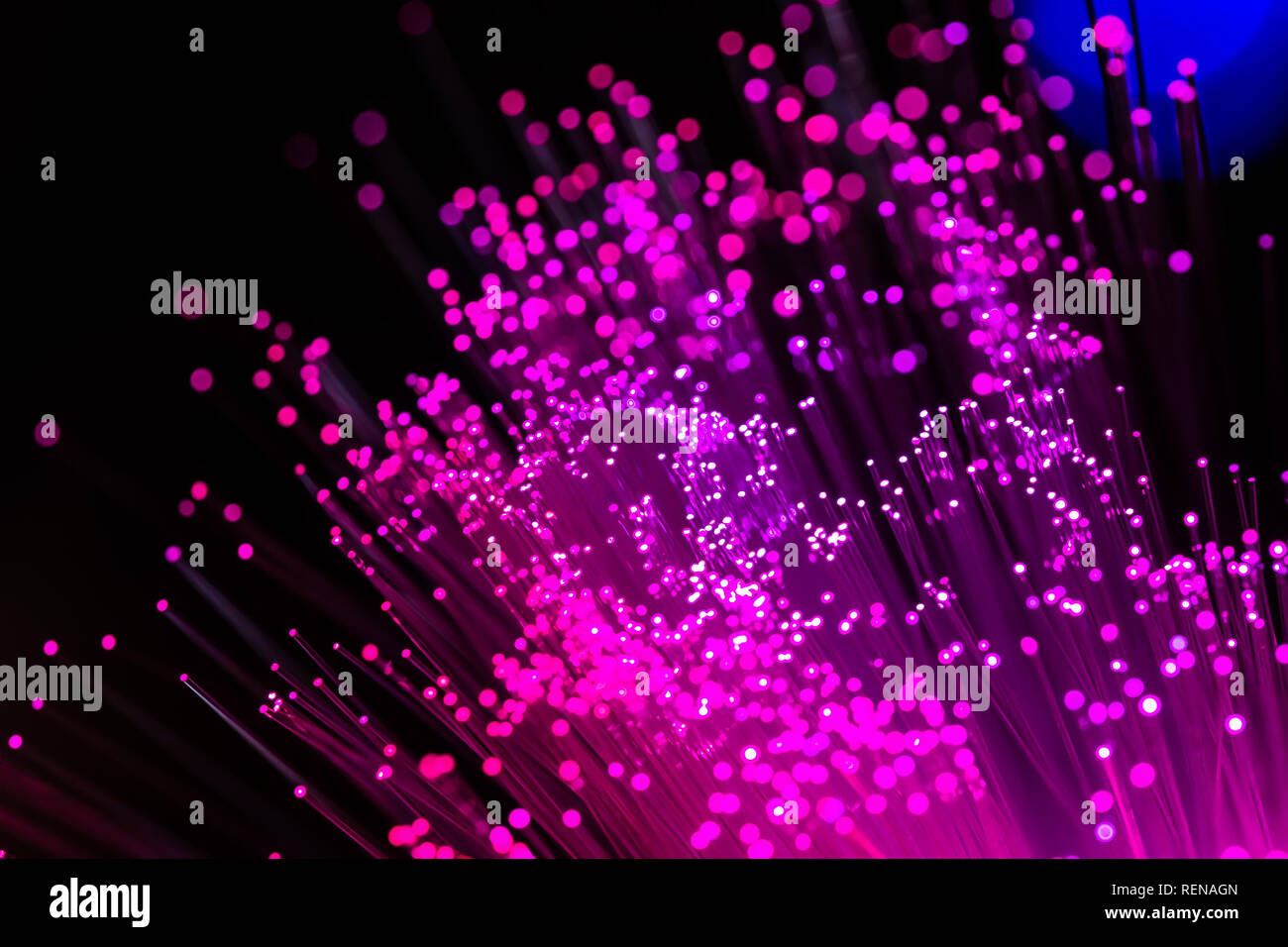 Abstract high-tech di sfondo incandescente cavo in fibra ottica Foto Stock