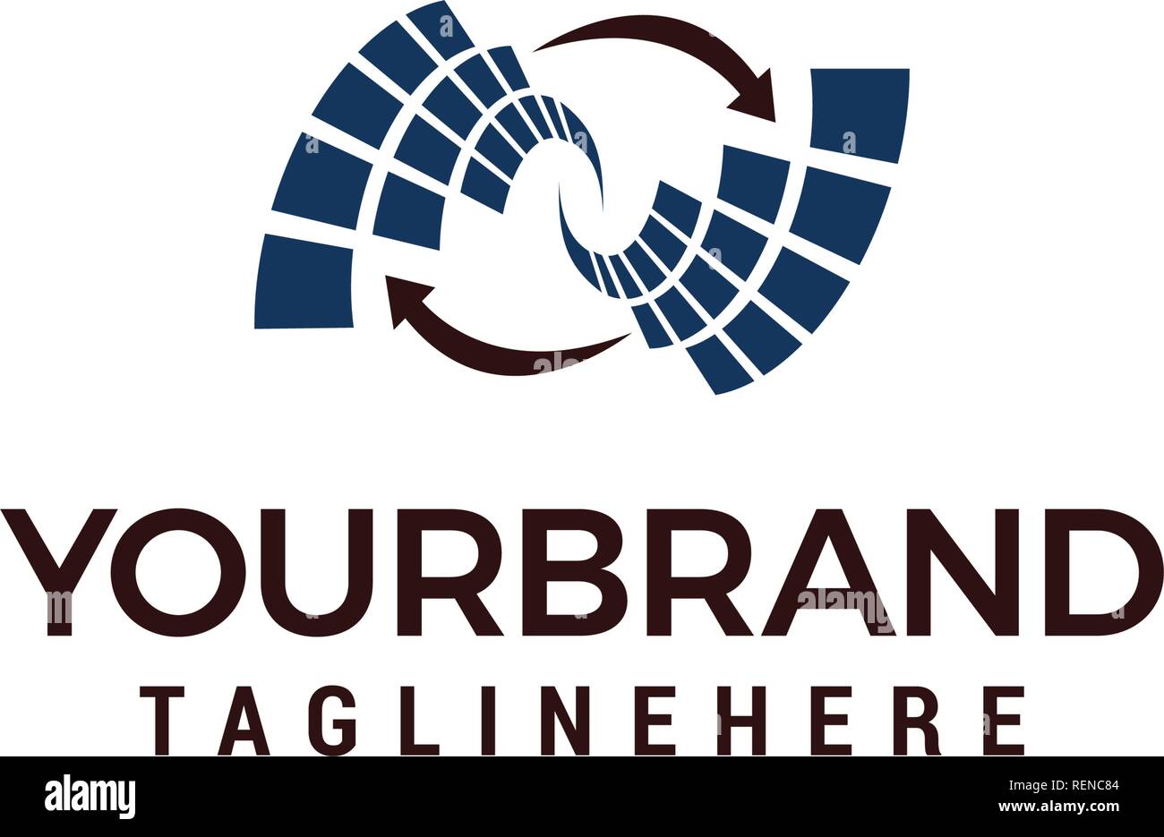 Rotazione tech logo design agli elementi del modello Illustrazione Vettoriale