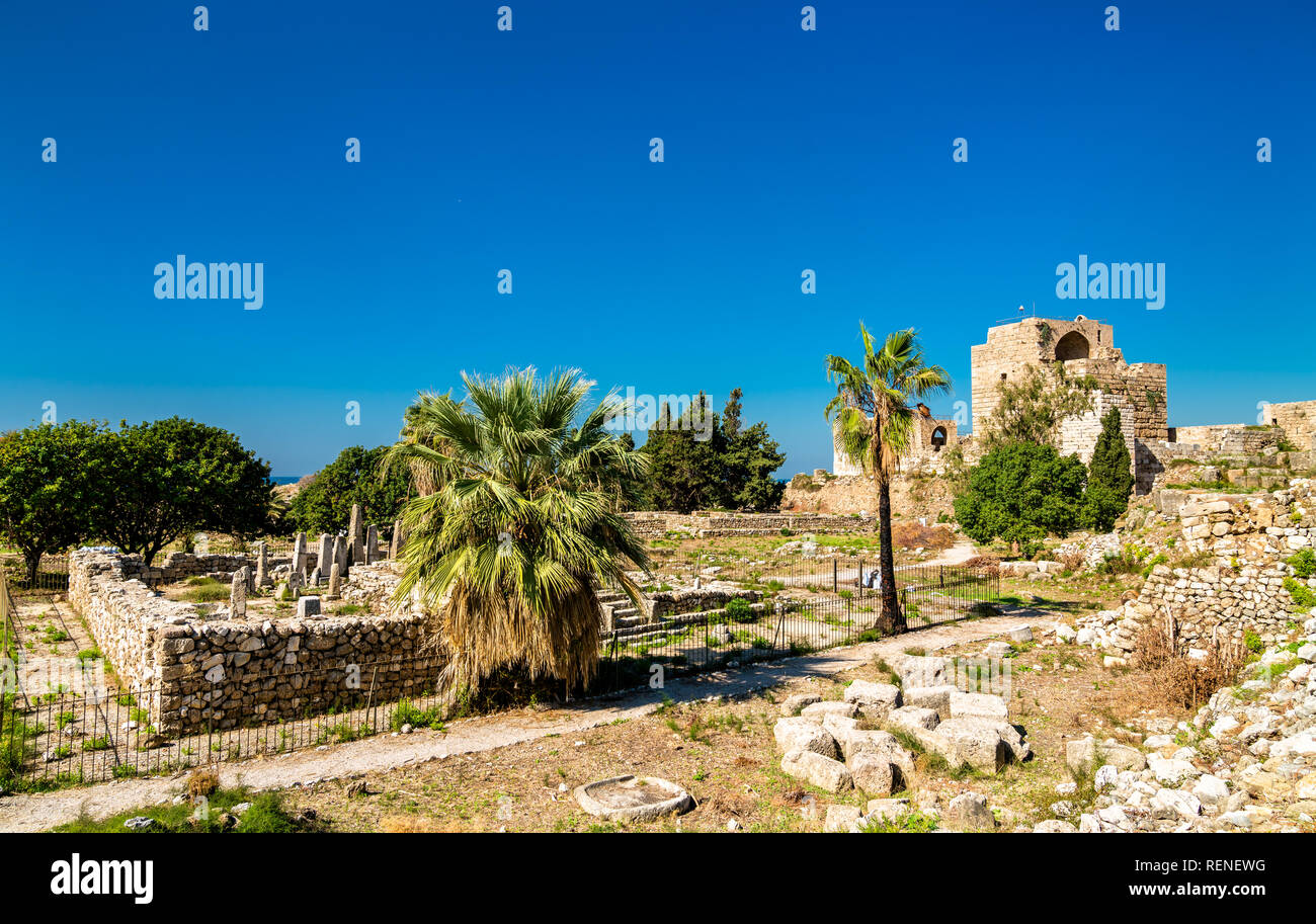 Castello dei Crociati a Byblos, Libano Foto Stock