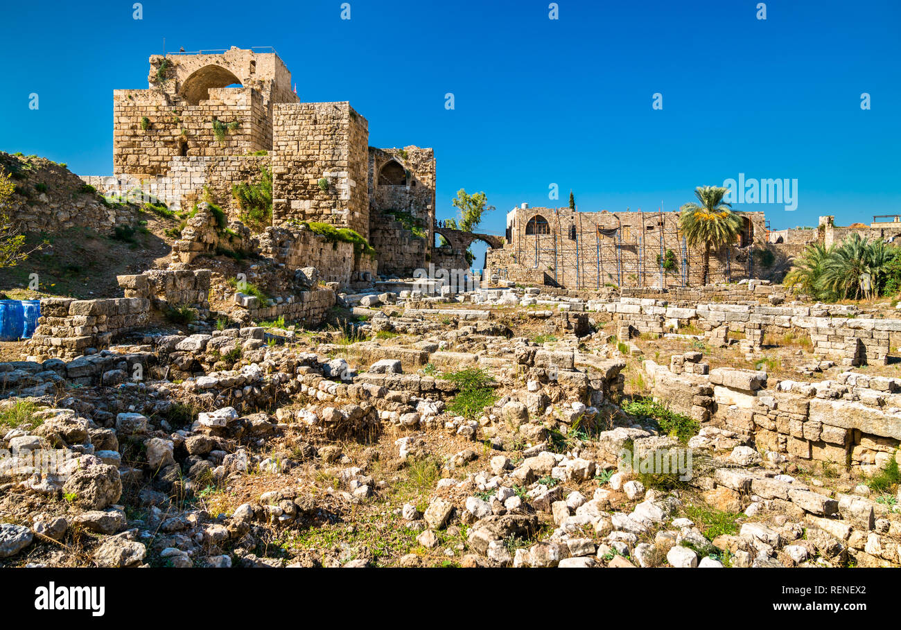 Castello dei Crociati a Byblos, Libano Foto Stock