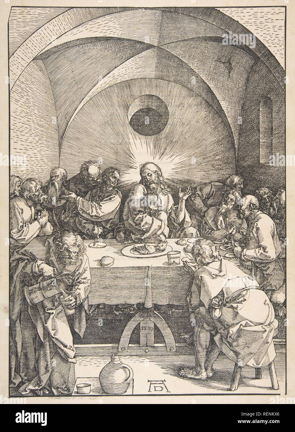 L'Ultima Cena, dalla grande passione. Artista: Albrecht Dürer (Tedesco, 1471-1528 Norimberga Norimberga). Dimensioni: foglio: 17 5/16 x 12 1/16 in. (43,9 x 30,6 cm) immagine: 11 3/16 in. (28,4 cm). Data: n.d.. Museo: Metropolitan Museum of Art di New York, Stati Uniti d'America. Foto Stock