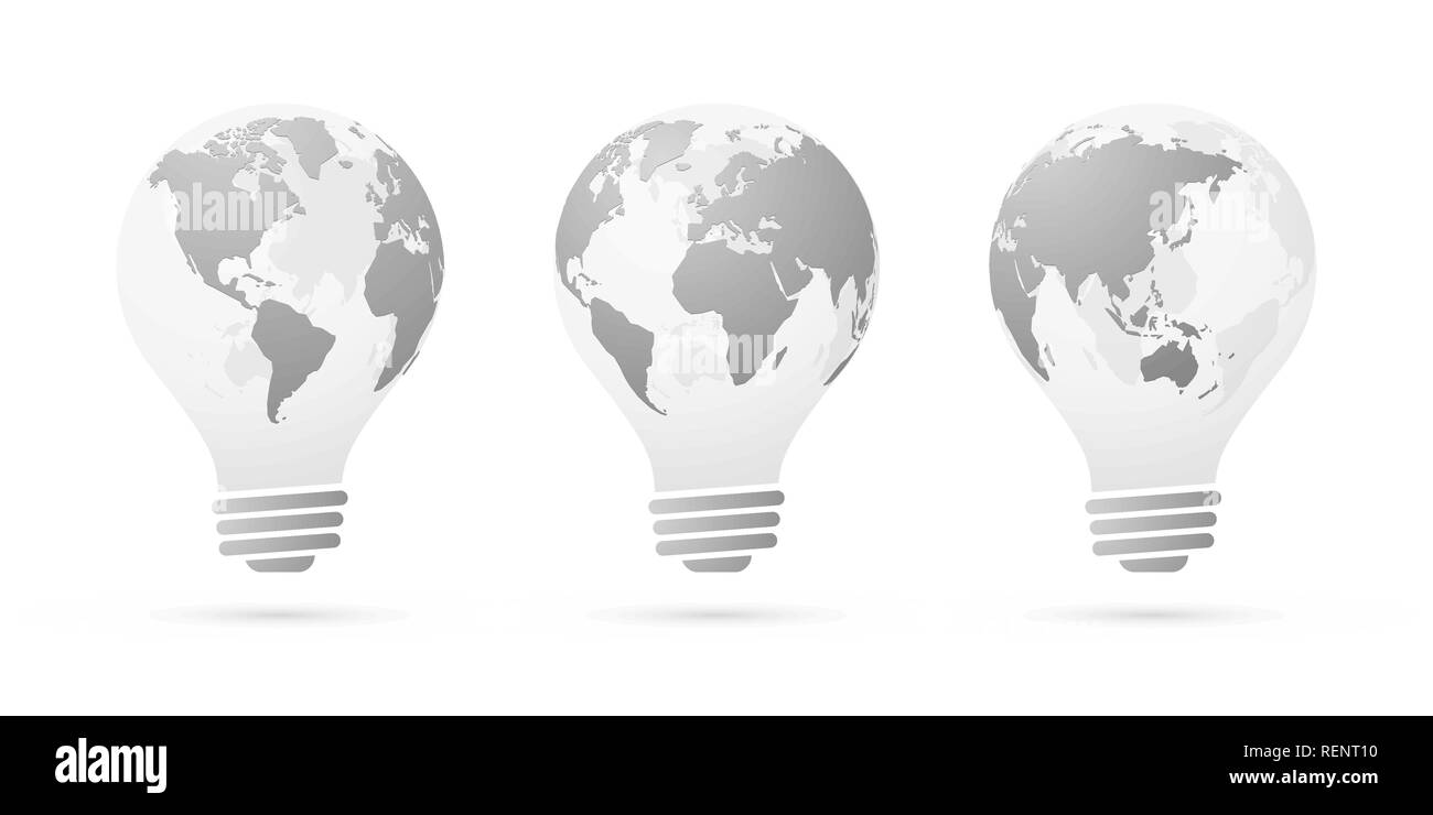 Lampadina globo icona impostare Illustrazione Vettoriale