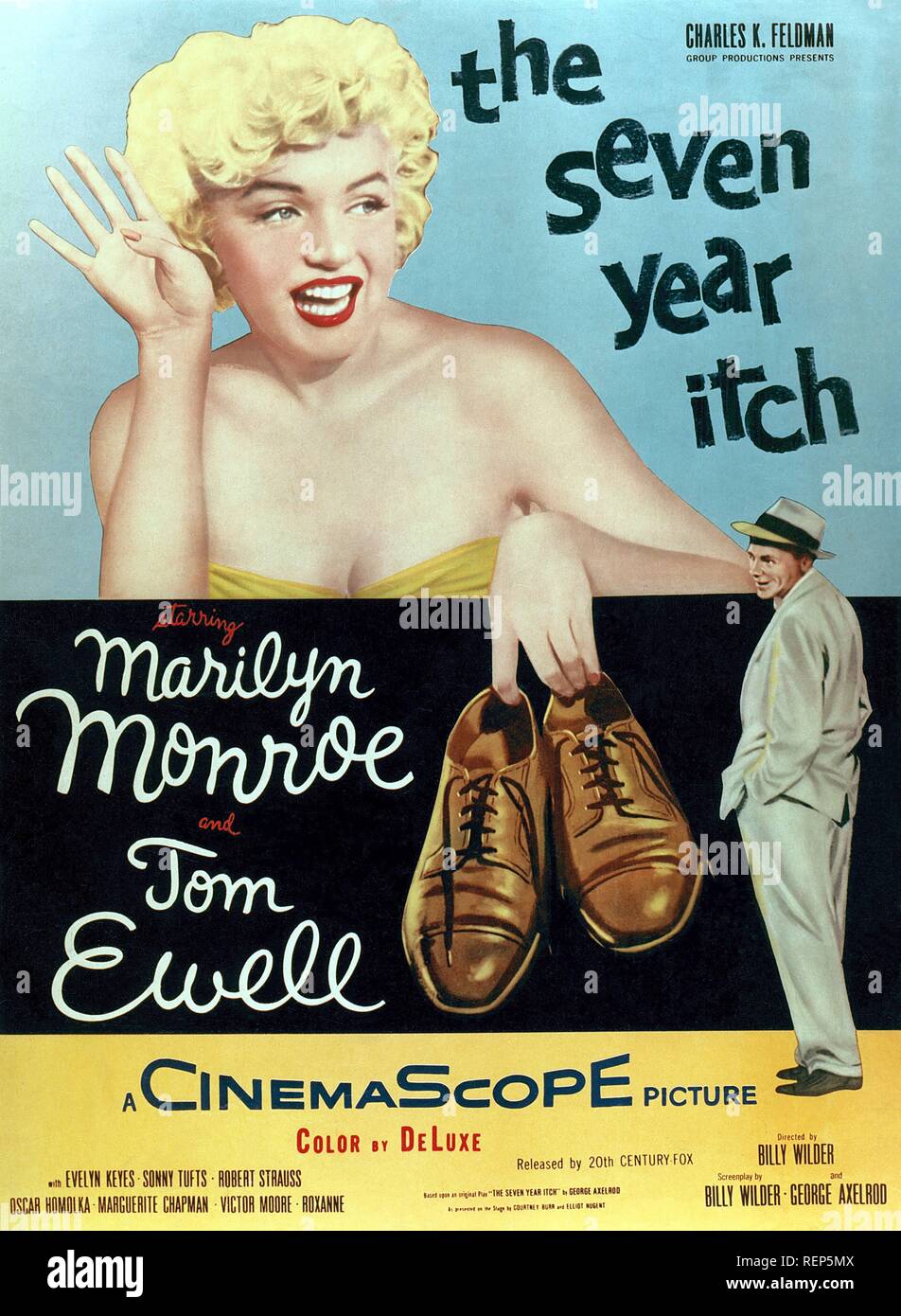 Sette anni di prurito Anno : 1955 USA Direttore : Billy Wilder Tom Ewell , Marilyn Monroe Poster (USA) Foto Stock