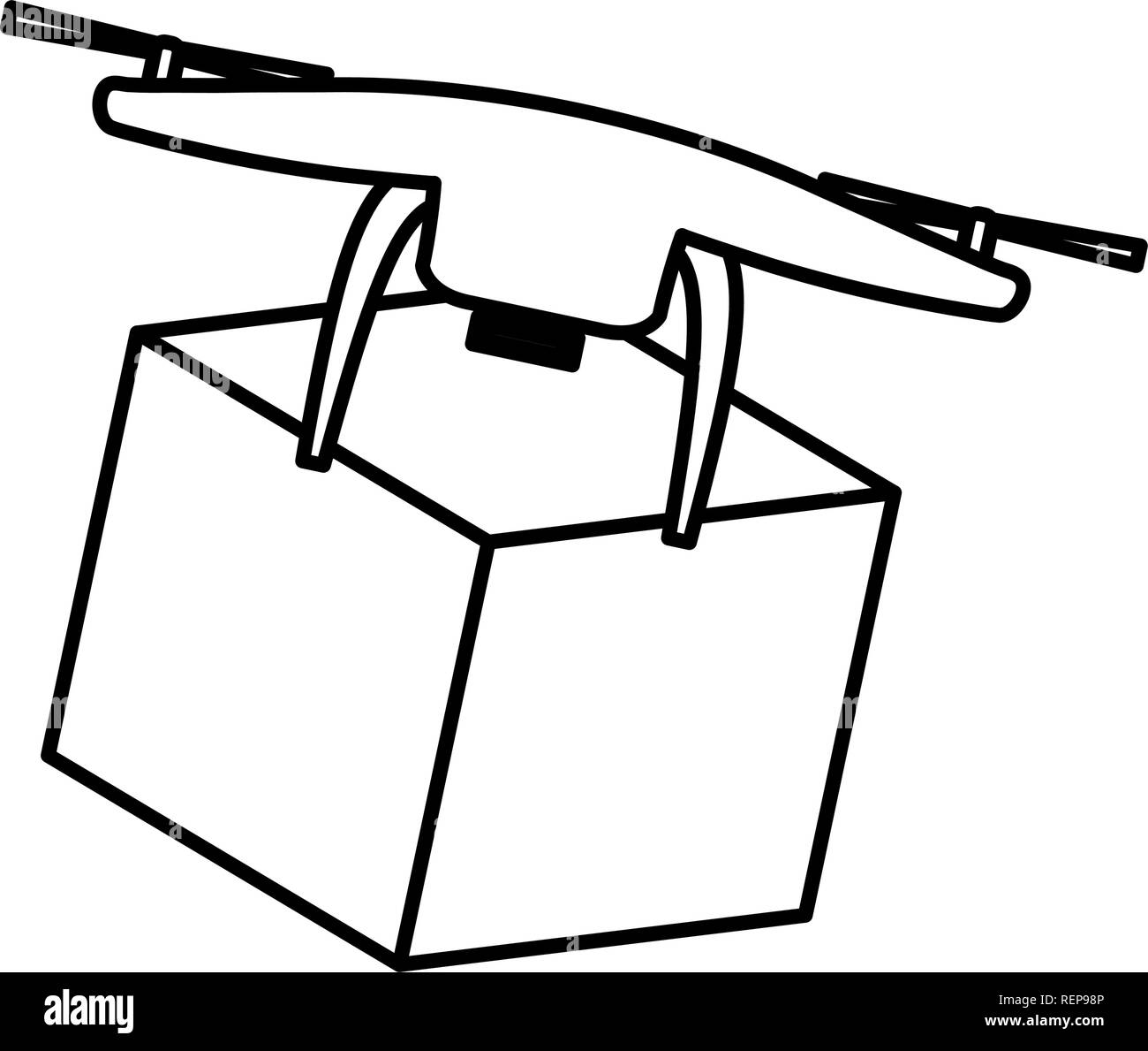 Drone con una finestra su sfondo bianco, illustrazione vettoriale Illustrazione Vettoriale