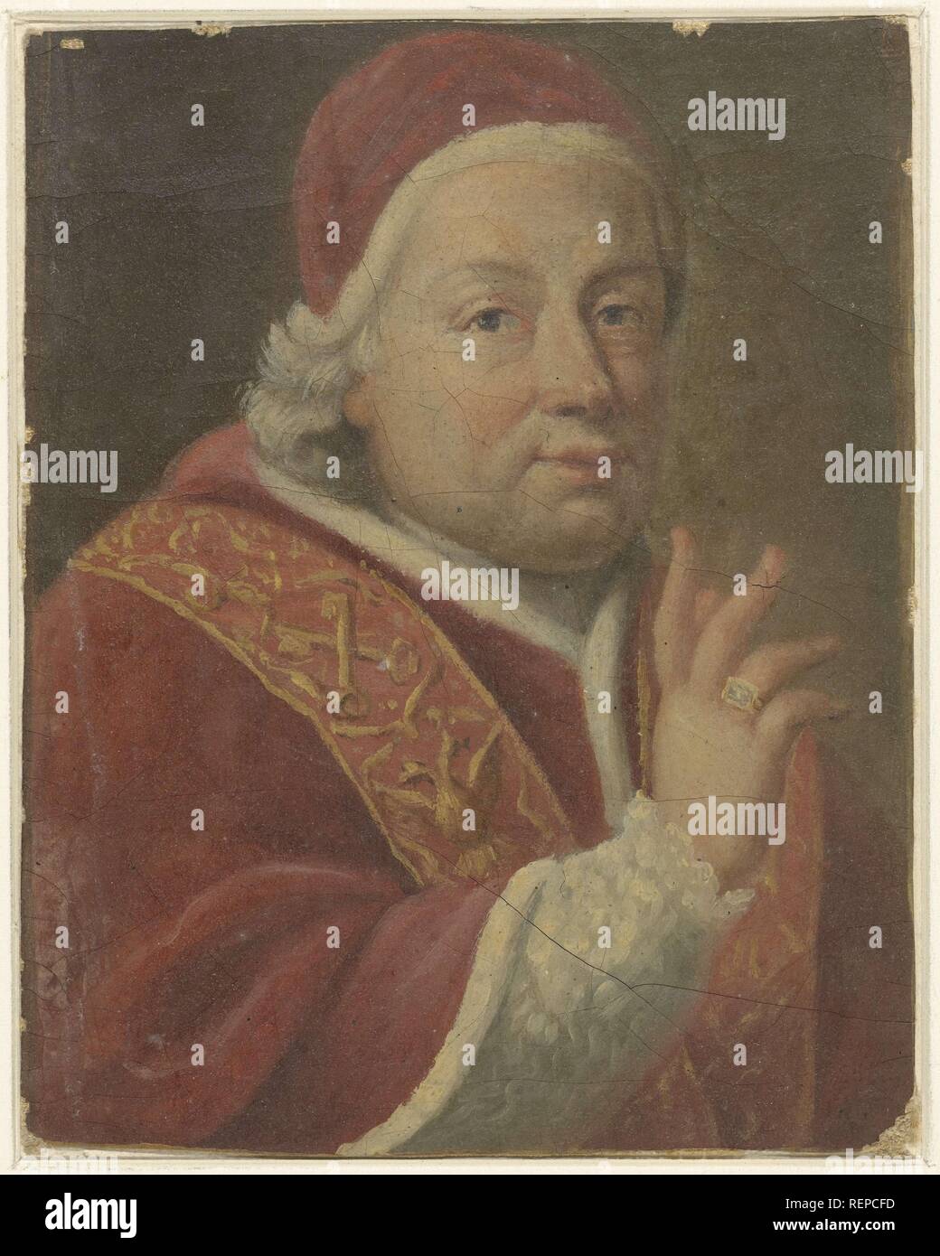 Ritratto di un papa. Relatore per parere: anonimo. Dating: 1700 - 1800. Misurazioni: h 136 mm × W 107 mm. Museo: Rijksmuseum Amsterdam. Foto Stock