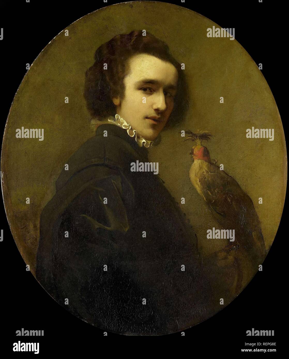 La Falconer. Dating: 1850 - 1880. Misurazioni: h 80 cm × W 68 cm. Museo: Rijksmuseum Amsterdam. Autore: Christoffel Bisschop. Foto Stock