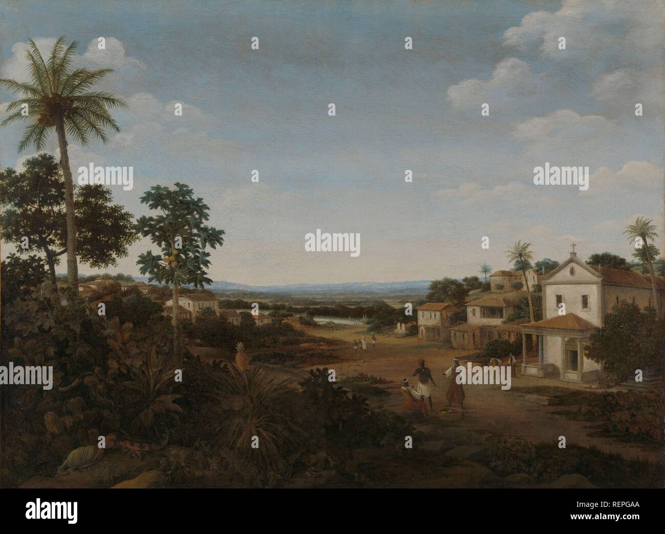 Paesaggio in Brasile. Dating: c. 1665 - c. 1669. Misurazioni: h 66 cm × W 88 cm; d 9.1 cm. Museo: Rijksmuseum Amsterdam. Autore: FRANS JANSZ POST. Foto Stock