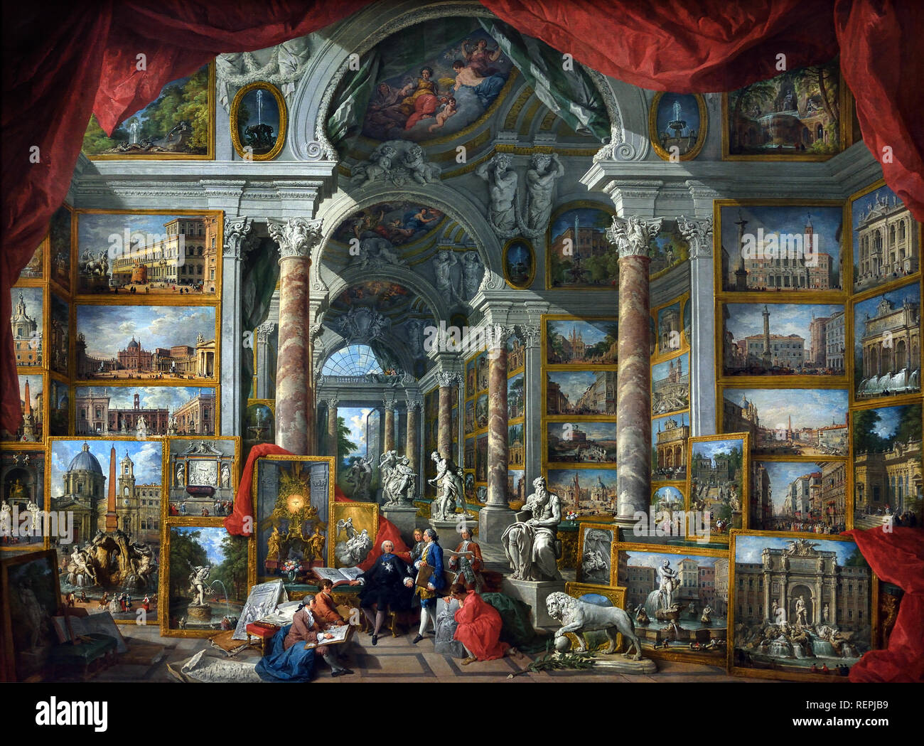 Galleria di vedute di Roma moderna 1759 da Giovanni Paolo PANINI. (Piacenza 1691 - Roma 1765), Italia, ITALIANO, Foto Stock