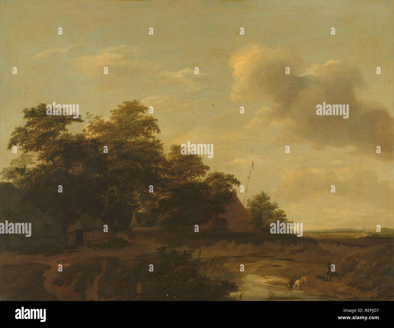 Paesaggio con una fattoria. Dating: 1648. Misurazioni: h 53 cm × W 66 cm. Museo: Rijksmuseum Amsterdam. Autore: Jan Vermeer van Haarlem (I). Jan van der Meer (II) (respinto attribuzione). Foto Stock