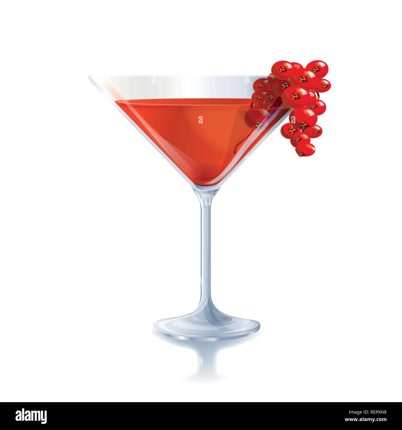 Cocktail con bacche rosse in una bevanda Illustrazione Vettoriale