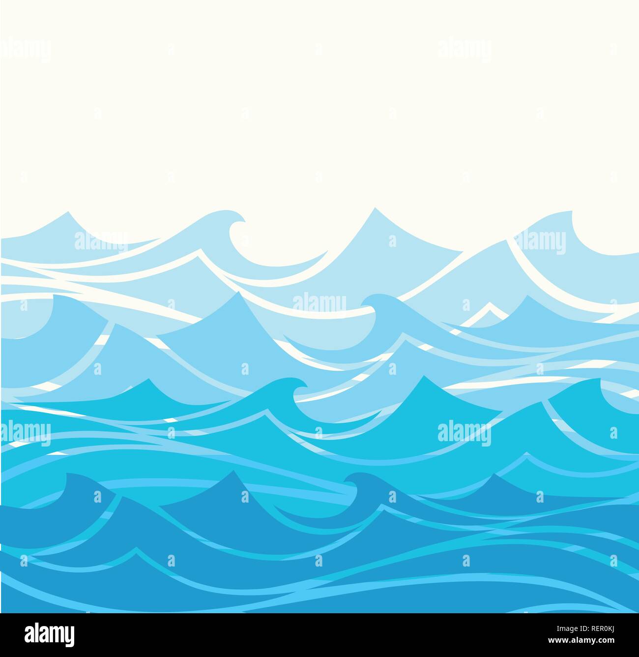 Acqua blu delle onde del mare astratto sfondo vettoriale. Acqua curva d'onda background, linea oceano illustrazione banner Illustrazione Vettoriale