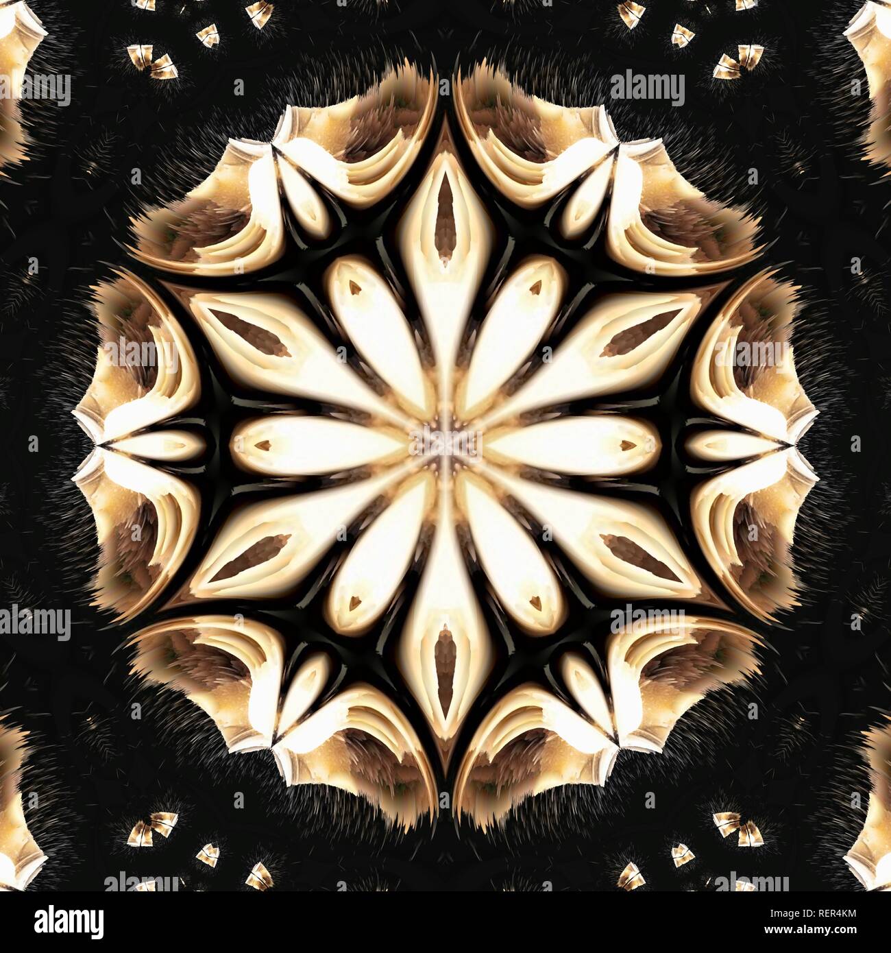 Immagine grafica con caleidoscopio stile design abstract colori caldi Foto Stock