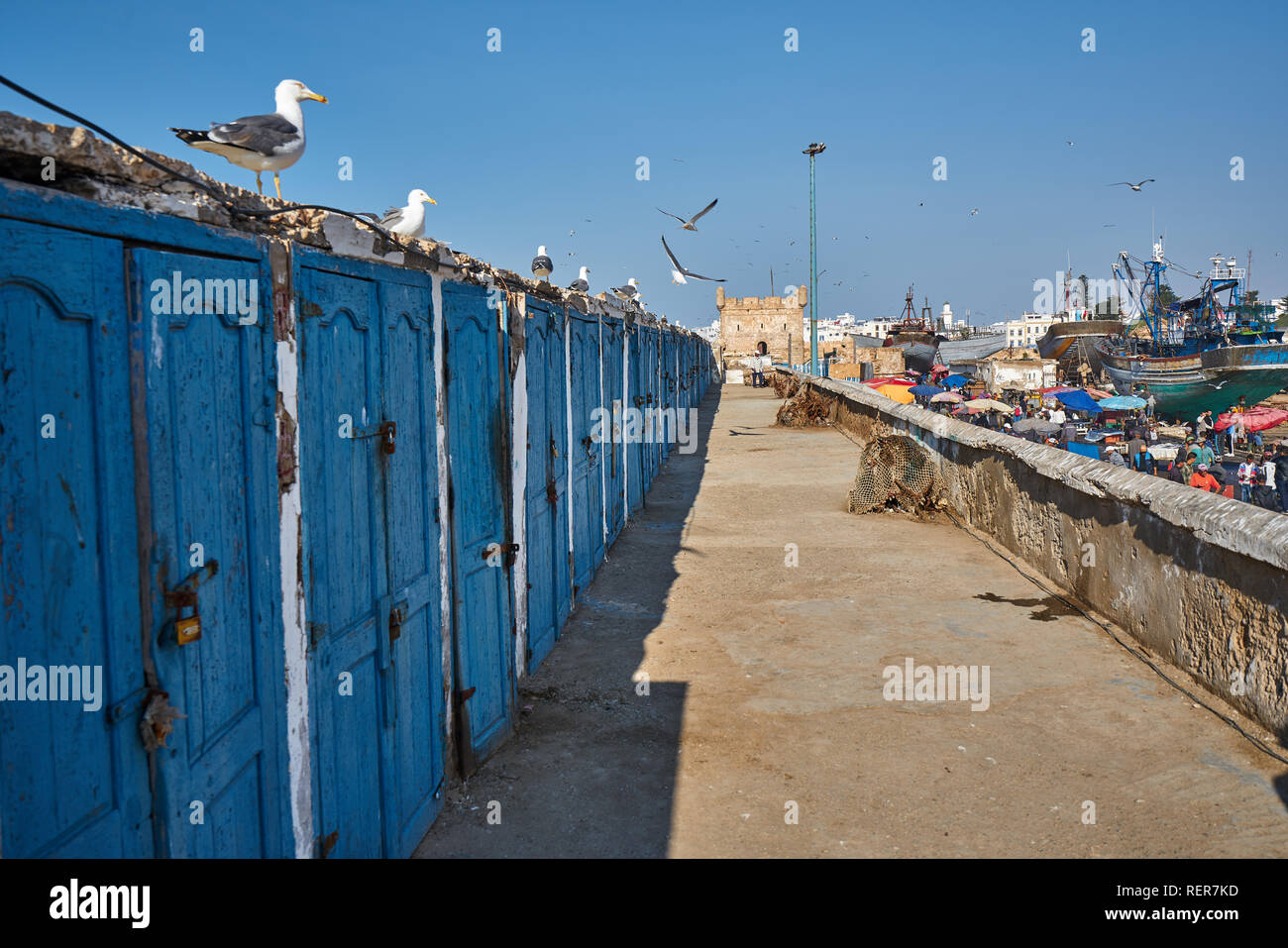 Porto di Essaouira, Marocco Foto Stock