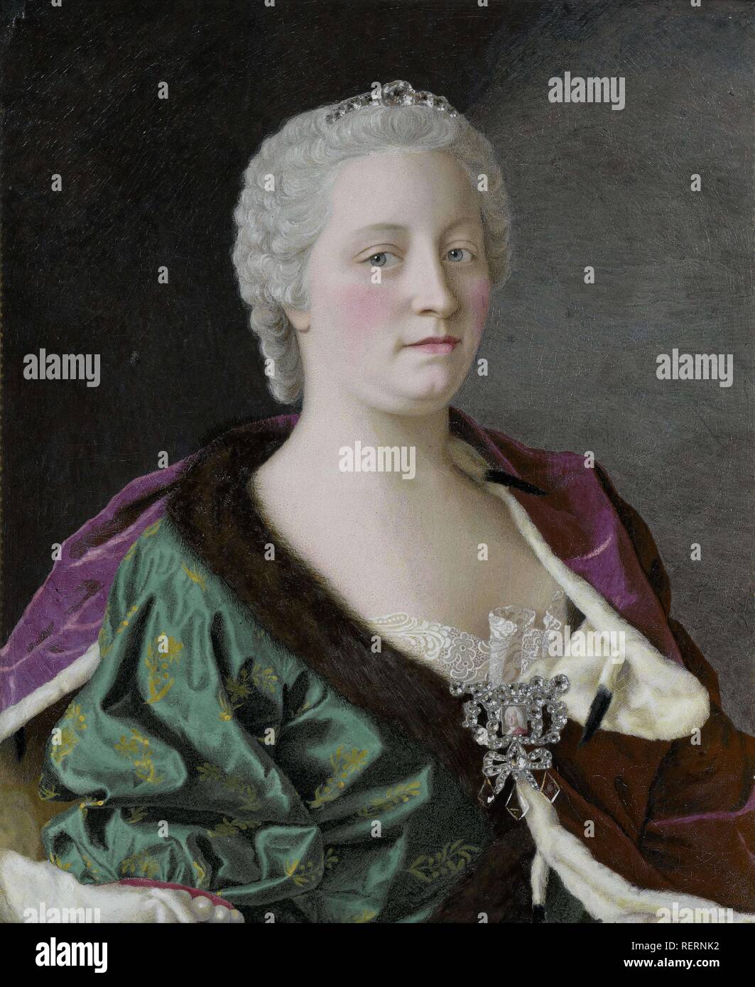 Imperatrice Maria Theresa d'Austria, regina di Ungheria e di Boemia, e Santa imperatrice romana. Maria Theresia van Oostenrijk (1717-80), aartshertogin van Oostenrijk, koningin van Hongarije en Bohemen, en Rooms-Duits keizerin. Dating: 1747. Misurazioni: h cm 62 × W 51 cm. Museo: Rijksmuseum Amsterdam. Autore: JEAN-ETIENNE LIOTARD. LIOTARD JEAN-ETIENNE. Foto Stock