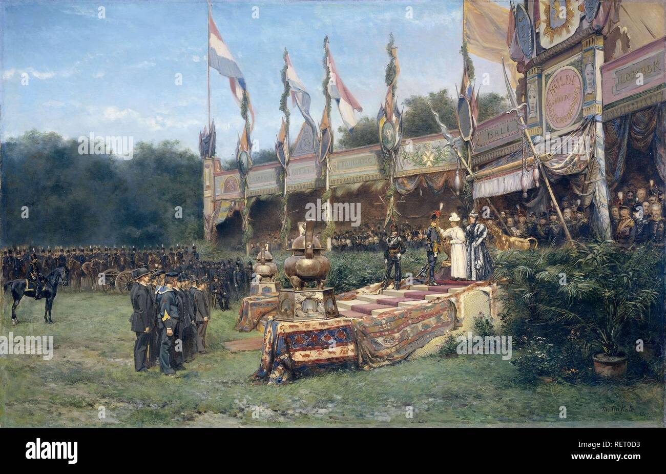 Presentazione della croce di Lombok dalla regina Wilhelmina a Malieveld all'Aia, il 6 luglio 1895. Dating: lug-1895 - 31-Dec-1895. Misurazioni: h 66,5 cm × W 103 cm; d 8.3 cm. Museo: Rijksmuseum Amsterdam. Autore: Mari Ten Kate. Foto Stock