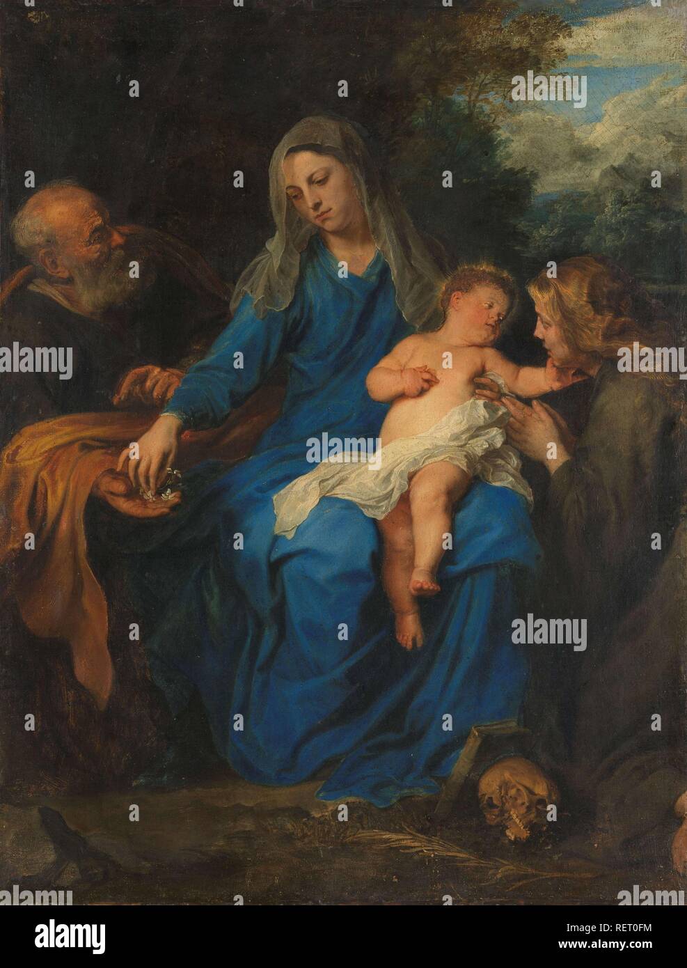 La Santa Famiglia con Maria Maddalena. Dating: c. 1620 - c. 1700. Misurazioni: h 100 cm × W 76,5 cm; d 8 cm. Museo: Rijksmuseum Amsterdam. Autore: Anthony van Dyck (modo di). Foto Stock