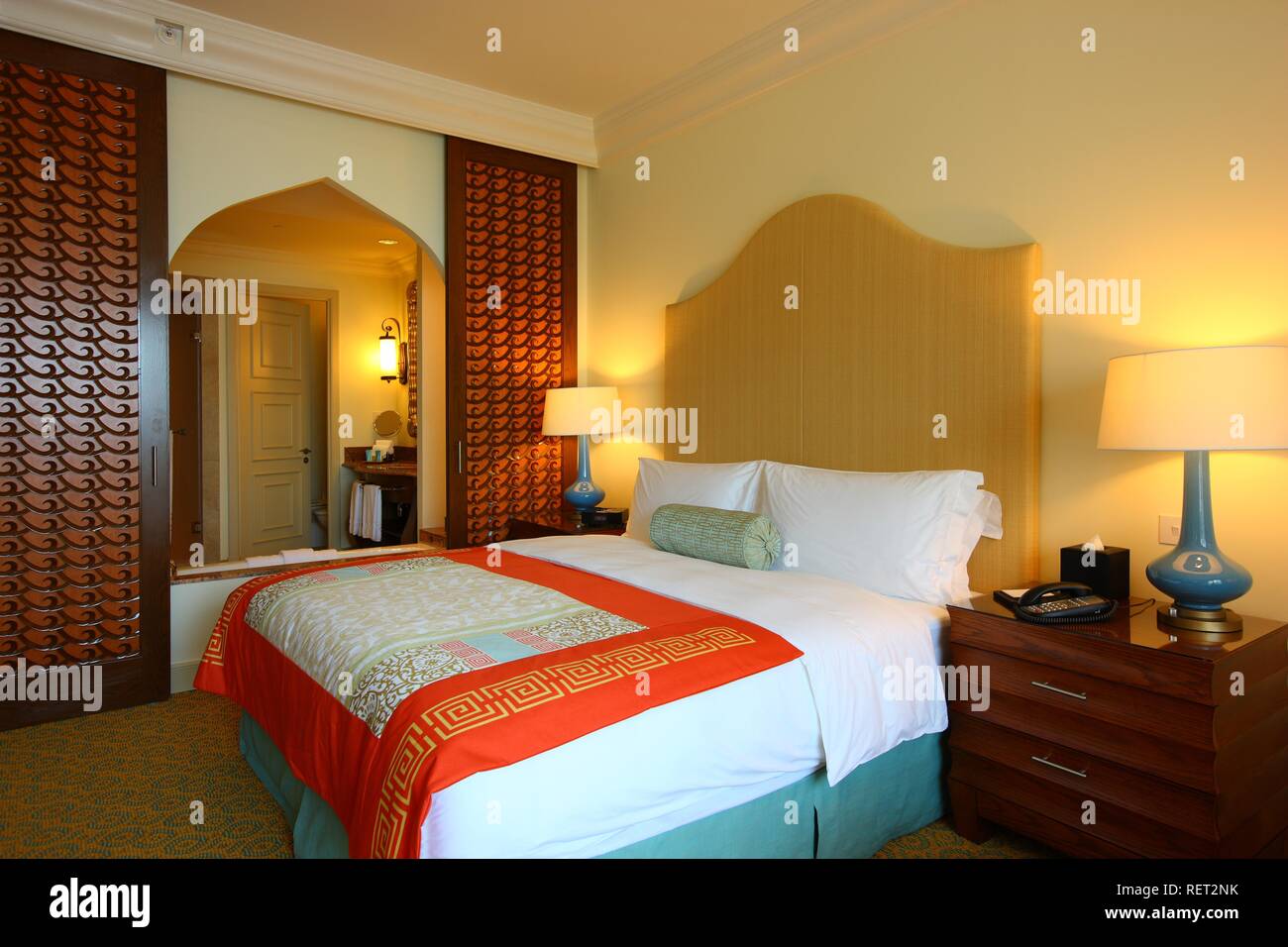 Atlantis Hotel, il Palm, le camere standard dell'hotel, Dubai, Emirati Arabi Uniti Foto Stock