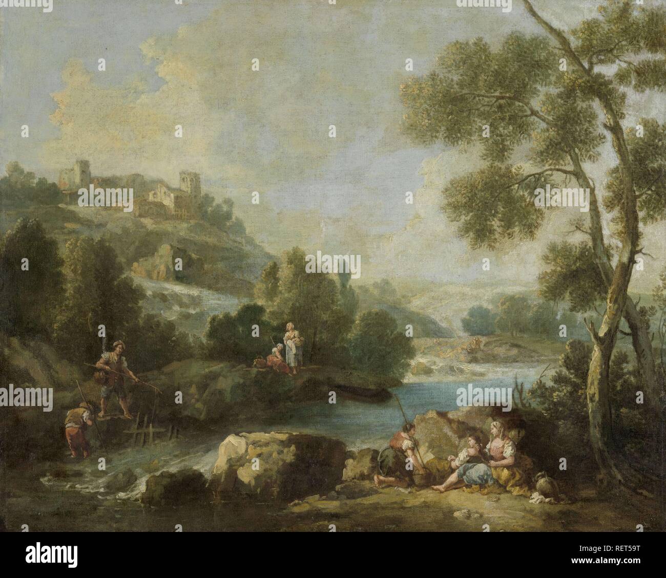 Paesaggio con figure. Dating: 1730 - 1770. Misurazioni: h 59 cm × W 73 cm; d 11 cm. Museo: Rijksmuseum Amsterdam. Autore: Giuseppe Zaïs (attribuito a). Francesco Zuccarelli (respinta attribuzione). Foto Stock