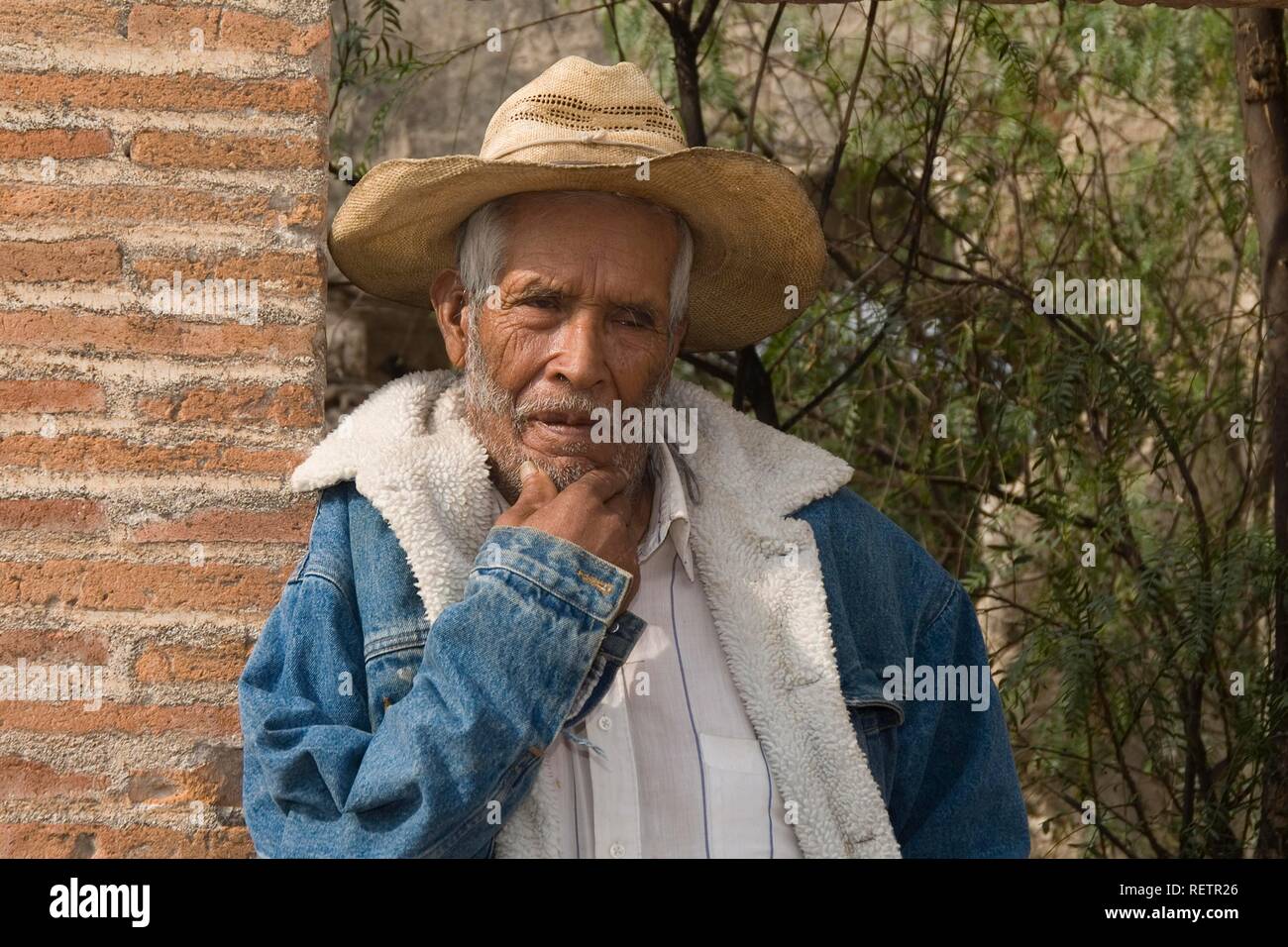 Uomo vecchio, minerale de Possos, Provincia di Guanajuato, Messico Foto Stock