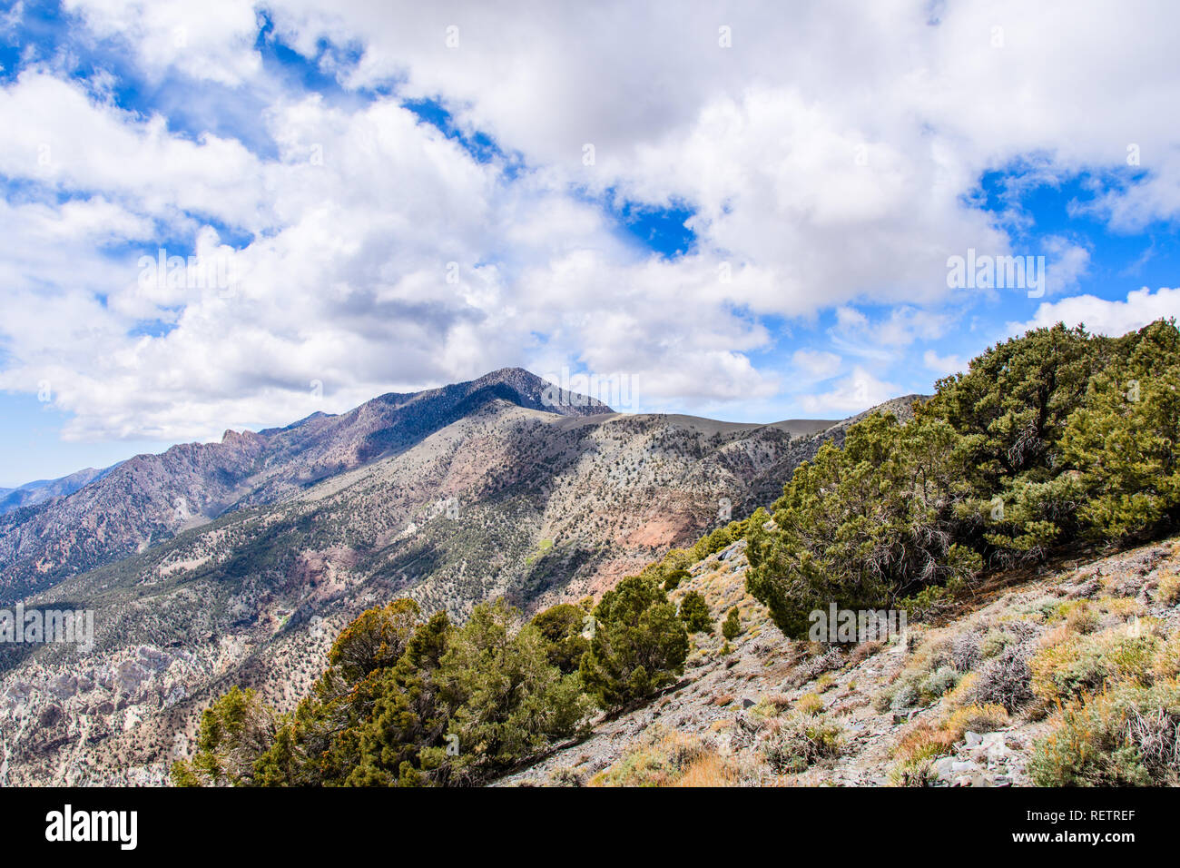 Vista verso il picco del Telescopio dal sentiero escursionistico, Panamint mountain range, il Parco Nazionale della Valle della Morte, California Foto Stock