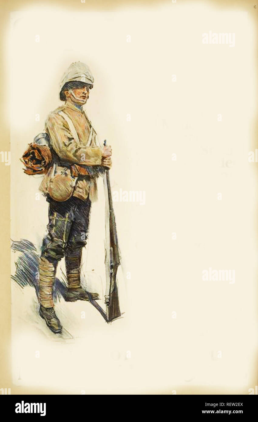 Vintage illustrazione della guerra di un uomo in uniforme Foto Stock Vintage illustrazione della guerra di un uomo in uniforme Foto Stock