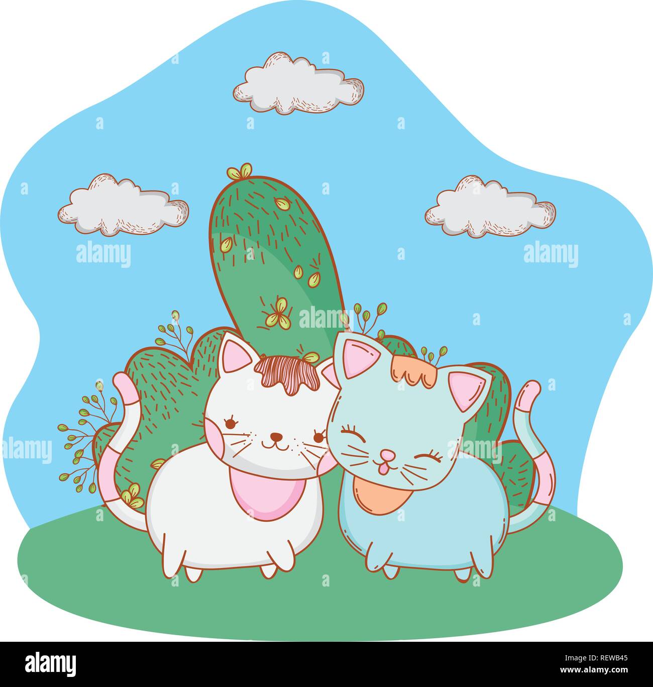 Cat all'aperto cartoon Illustrazione Vettoriale