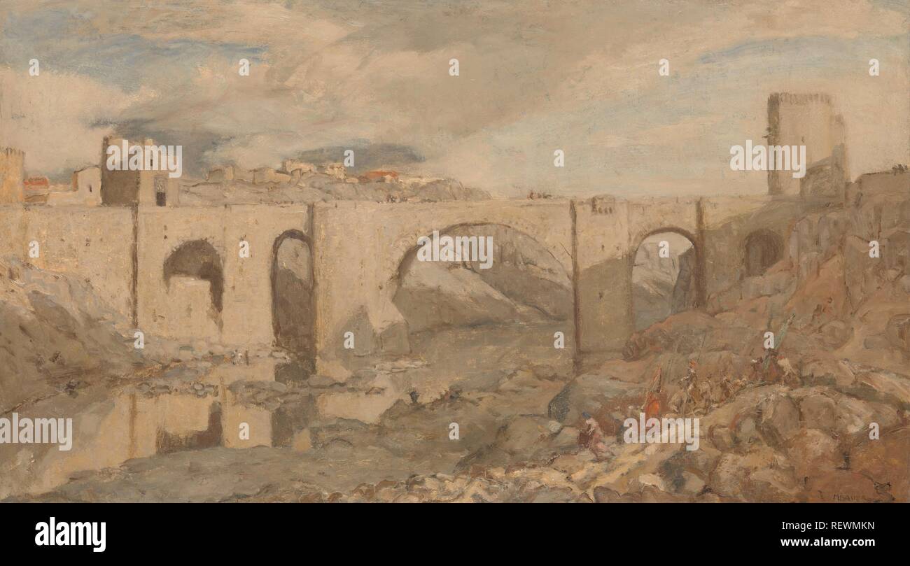 Ponte in prossimità di Toledo. Dating: 1903. Misurazioni: h 39,7 cm × W 70 cm; d 7.5 cm. Museo: Rijksmuseum Amsterdam. Autore: Marius Bauer (menzionato in oggetto). Marius Bauer. Foto Stock