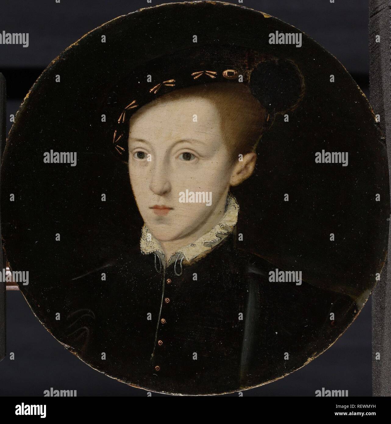 Ritratto di Edward VI (1537-1553), re d'Inghilterra. Dating: c. 1550. Luogo: Paesi Bassi. Misurazioni: Supporto: d 17,5 cm; t 0,6 cm; d 5.4 cm. Museo: Rijksmuseum Amsterdam. Autore: Jan Cornelisz Vermeyen (respinta attribuzione). William Scrots (respinta attribuzione). Foto Stock