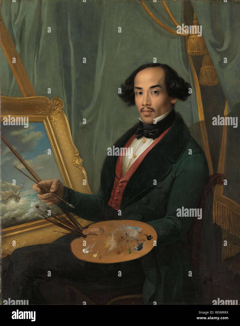 Ritratto di Raden Syarif Bustaman Saleh. Dating: c. 1840. Misurazioni: h 106,7 cm × W 85,3 cm; d 10,5 cm. Museo: Rijksmuseum Amsterdam. Autore: Friedrich Carl Albert Schreuel (attribuito a). Foto Stock