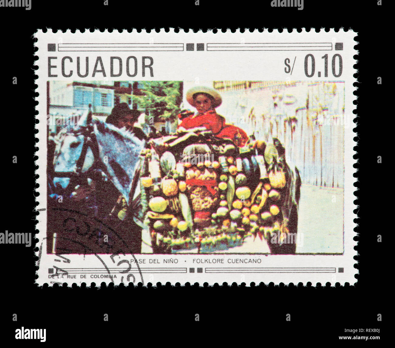 Francobollo da Ecuador raffigurante Natale Foto Stock