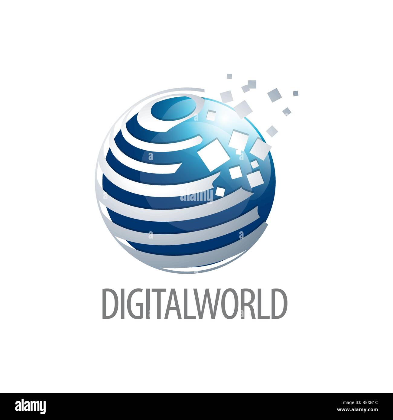 Mondo digitale logo sfera concept design. Tridimensionali di stile. 3D Symbol modello di grafica vettoriale elemento Illustrazione Vettoriale