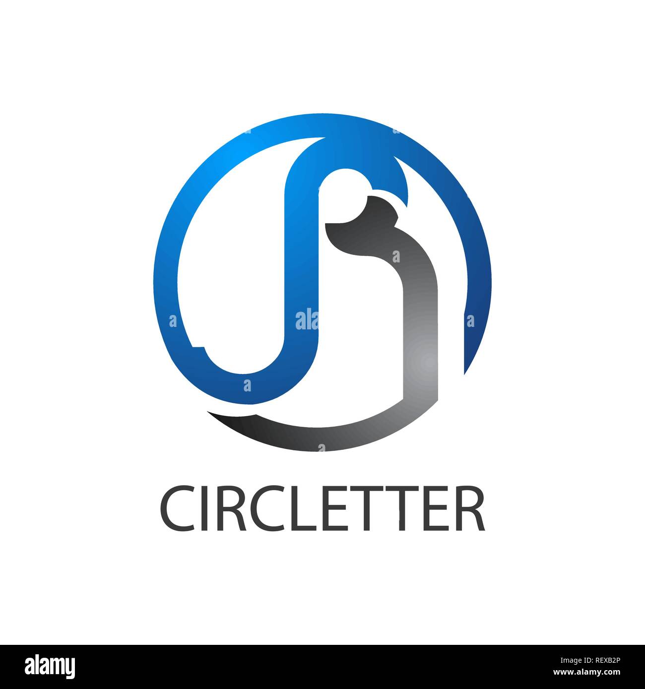 Cerchio lettera iniziale del logo JR concept design. Simbolo grafico elemento di modello di vettore Illustrazione Vettoriale