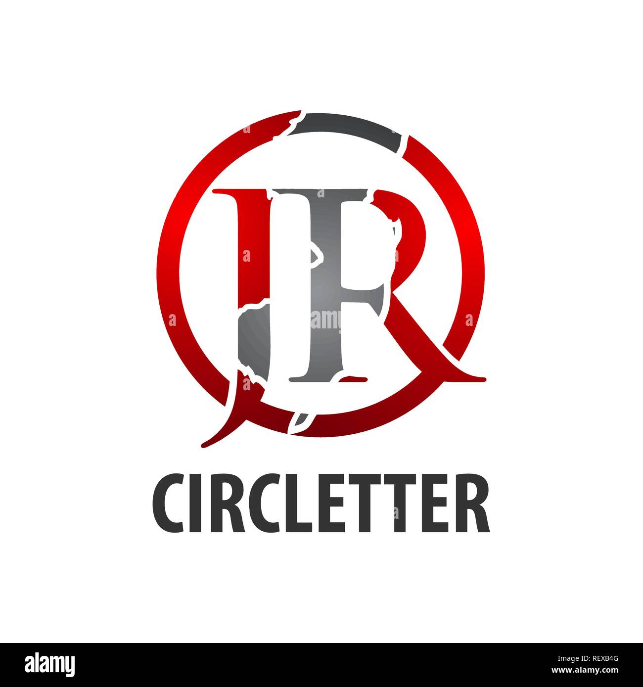 Cerchio lettera iniziale del logo JR concept design. Simbolo grafico elemento di modello di vettore Illustrazione Vettoriale