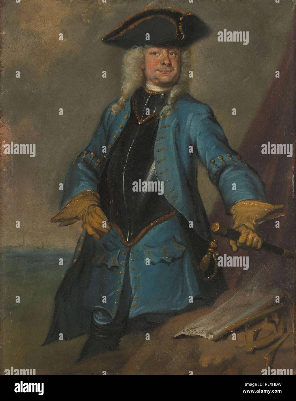 Gerrit Sichterman (1688-1730). Nuovo quartiermastro generale della cavalleria, colonnello Oranje-Groningen Reggimento di Fanteria, Comandante della tomba. Dating: c. 1725. Misurazioni: h 39,5 cm × W 31 cm; d 3,5 cm. Museo: Rijksmuseum Amsterdam. Autore: Cornelis Troost. Foto Stock