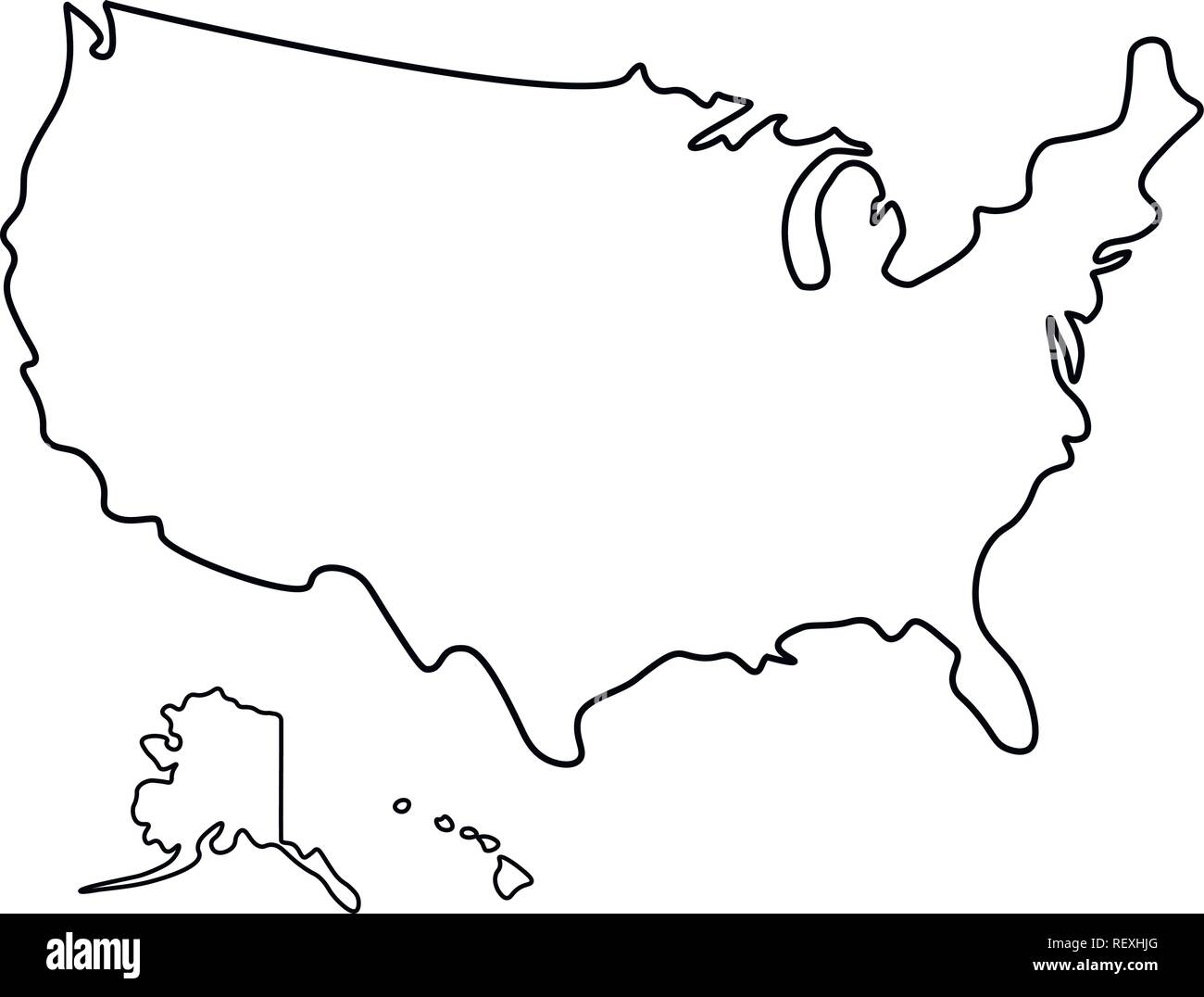 Mappa di Stati Uniti d'America - contorno. Silhouette mappa degli Stati Uniti d'America illustrazione vettoriale Illustrazione Vettoriale