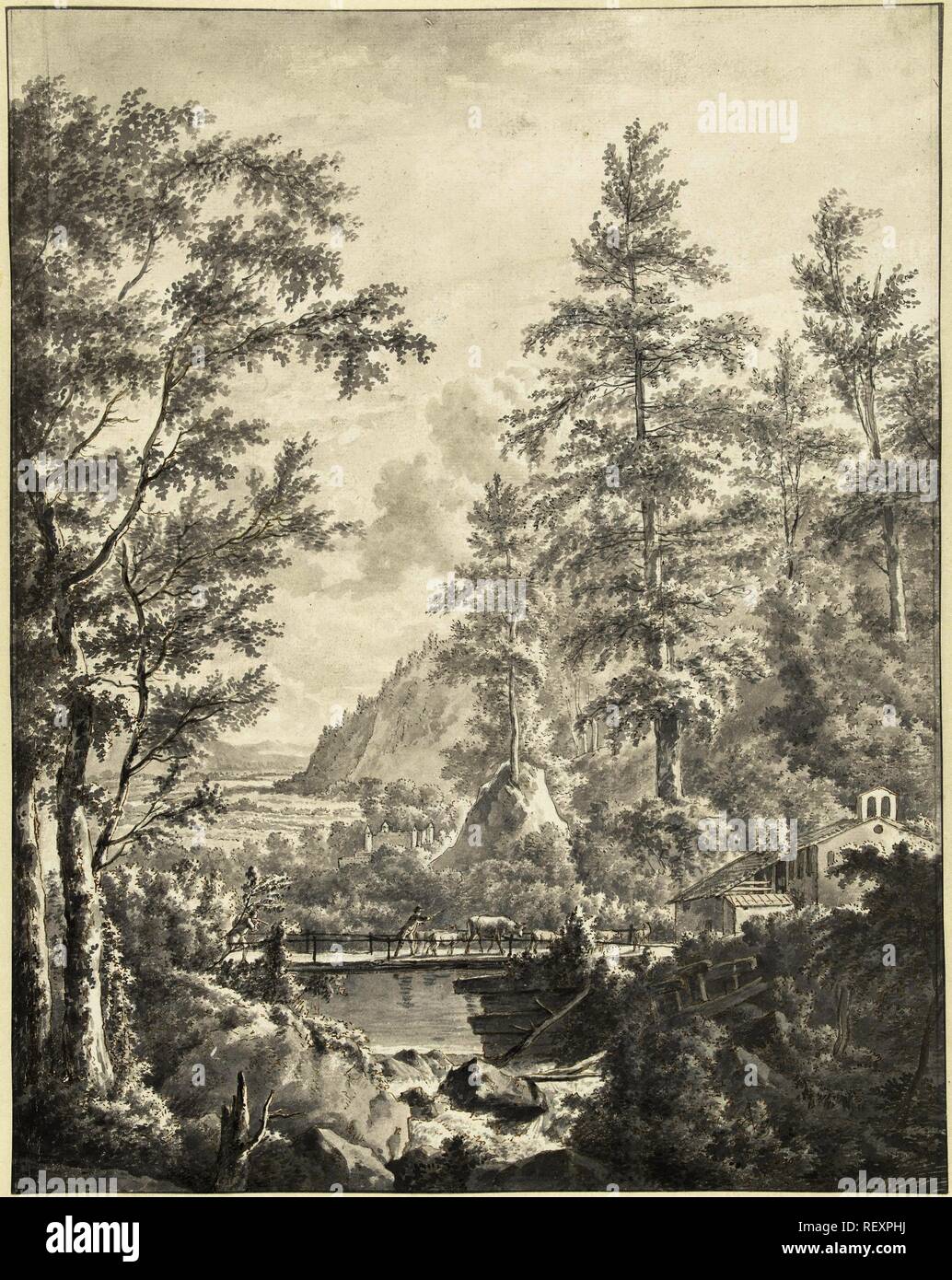 Paesaggio di montagna in Spagna. Relatore per parere: Cornelis Apostool. Dating: 1772 - 1844. Misurazioni: h 423 mm × W 334 mm. Museo: Rijksmuseum Amsterdam. Foto Stock