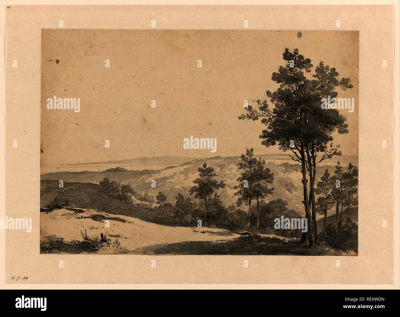 Paesaggio di montagna. Relatore per parere: Andreas Schelfhout. Dating: 1797 - 1870. Misurazioni: h 285 mm × W 403 mm. Museo: Rijksmuseum Amsterdam. Foto Stock