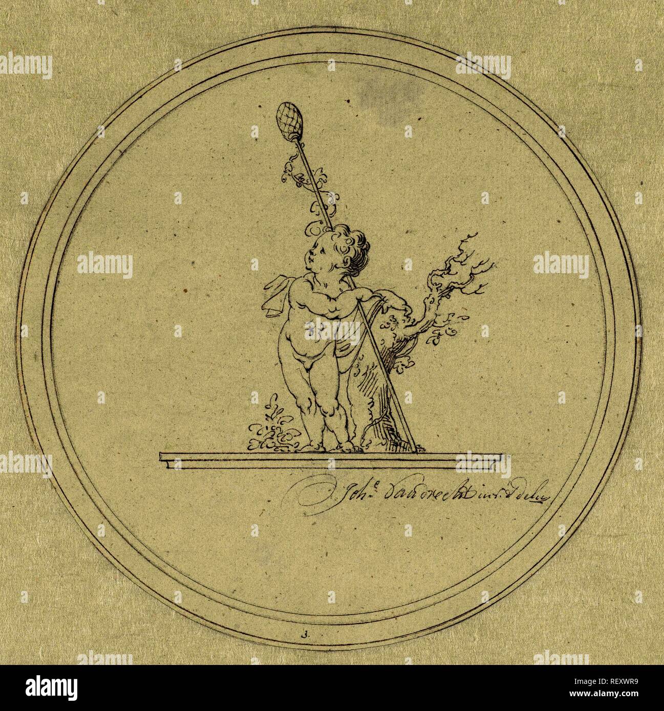 Medaglione con rappresentazione allegorica dell'autunno. Relatore per parere: Johannes van Dregt. Dating: 1747 - 1807. Misurazioni: d 160 mm. Museo: Rijksmuseum Amsterdam. Foto Stock