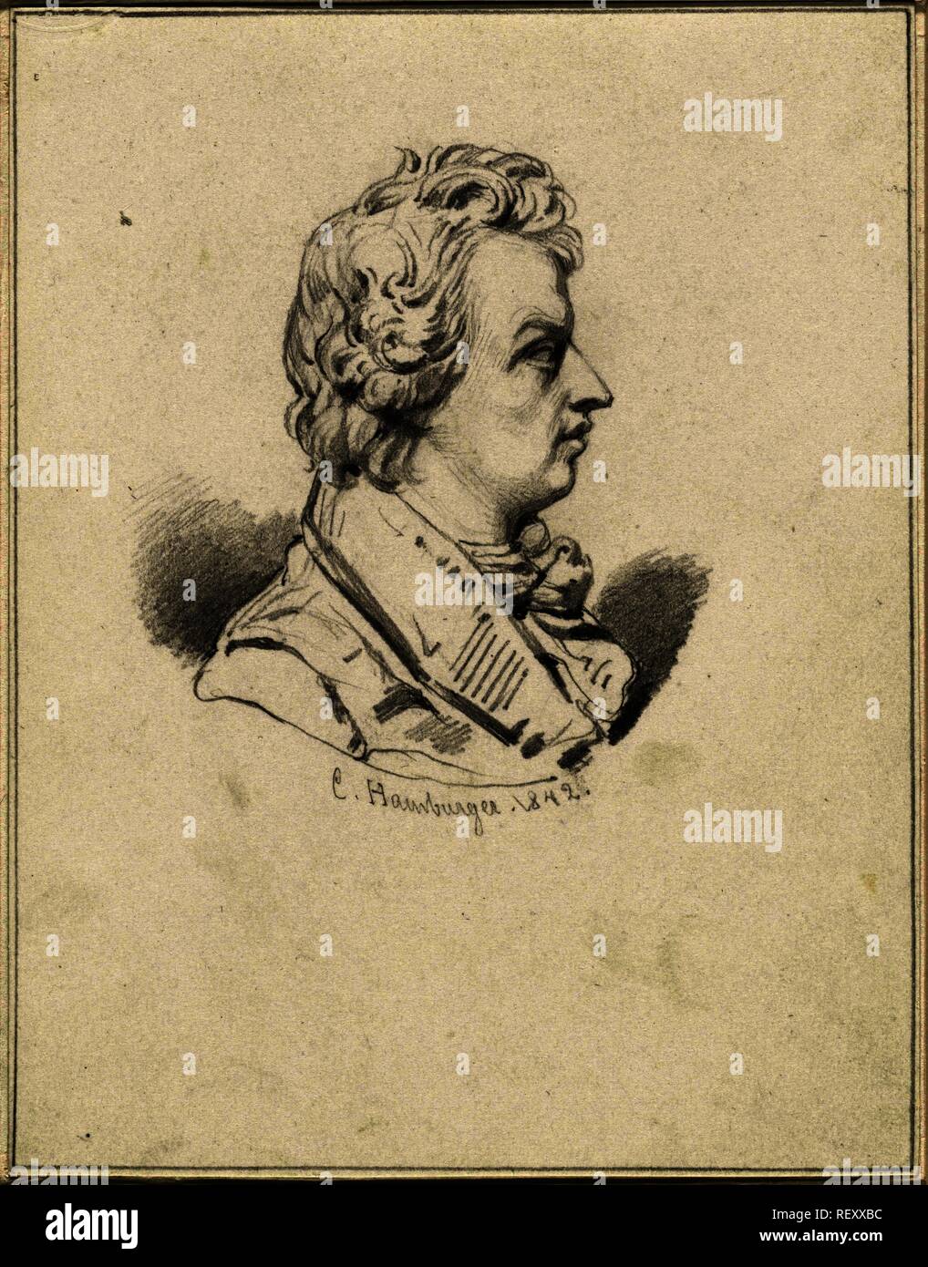 Ritratto di Ary Scheffer. Relatore per parere: Johan Coenraad Hamburger. Dating: 1842. Misurazioni: h 113 mm × W 88 mm. Museo: Rijksmuseum Amsterdam. Foto Stock